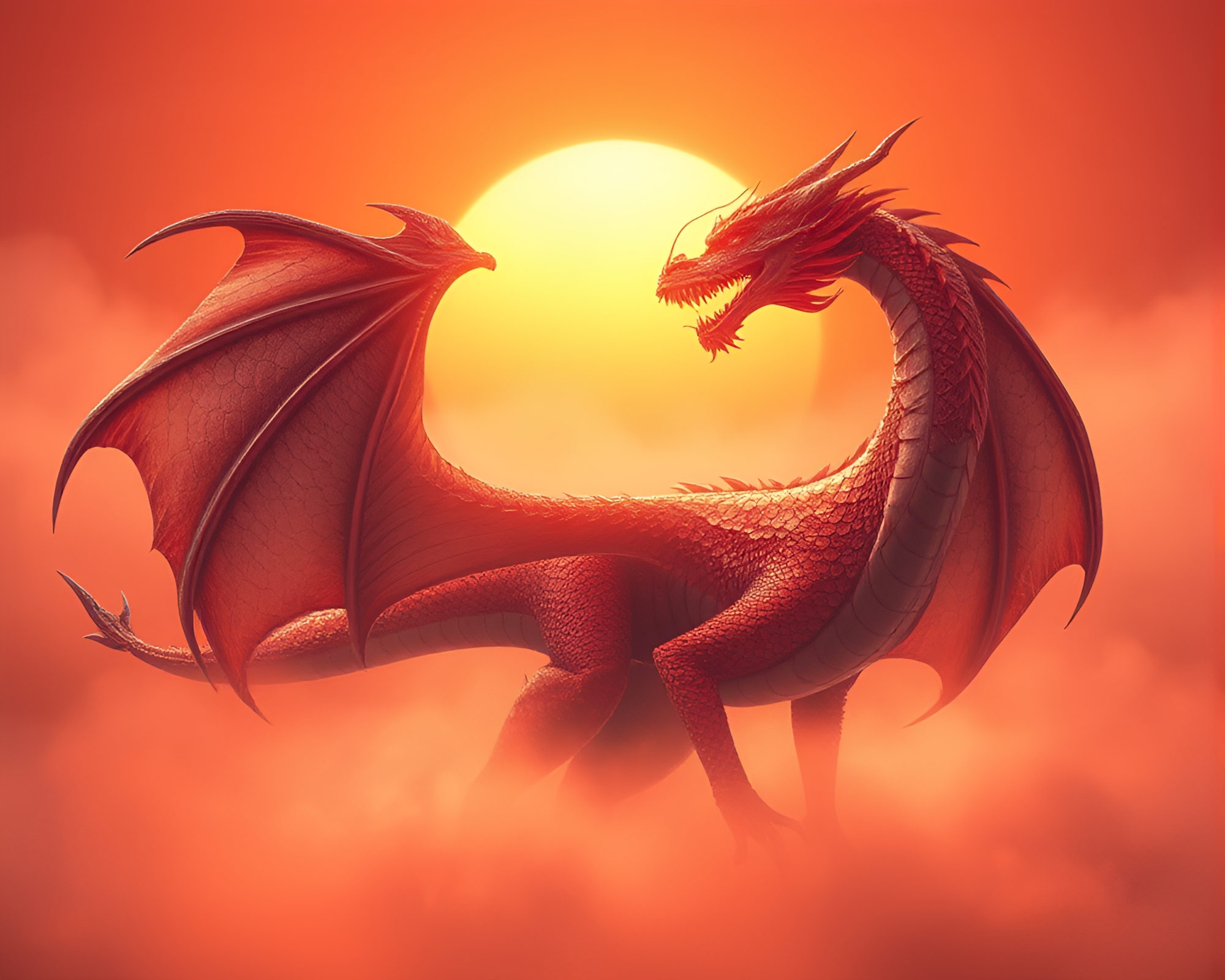 Mystical Dragon Emerging from Holographic Fog – free AI stock image