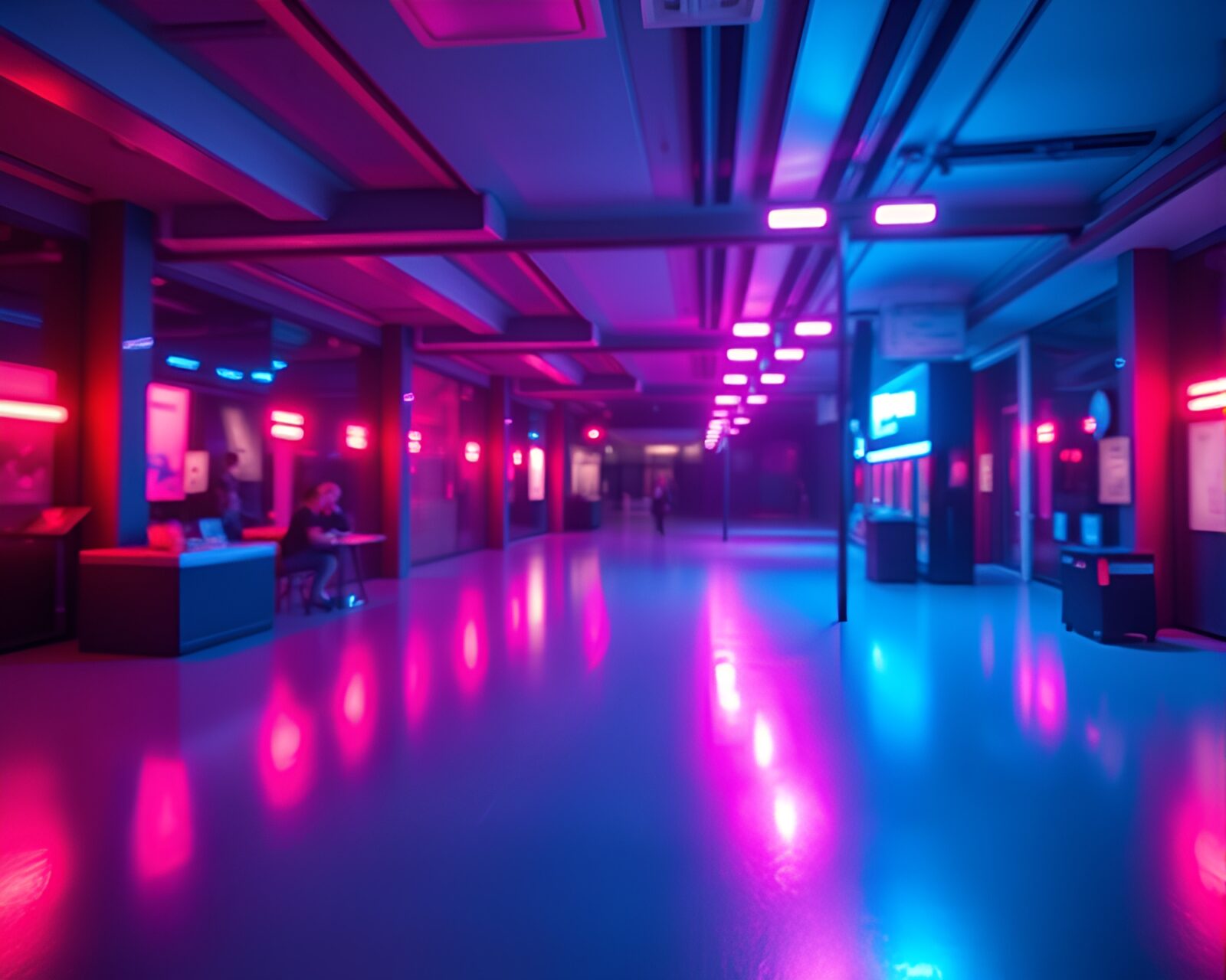Wide shot of a glowing ring surrounded by dual-toned light
