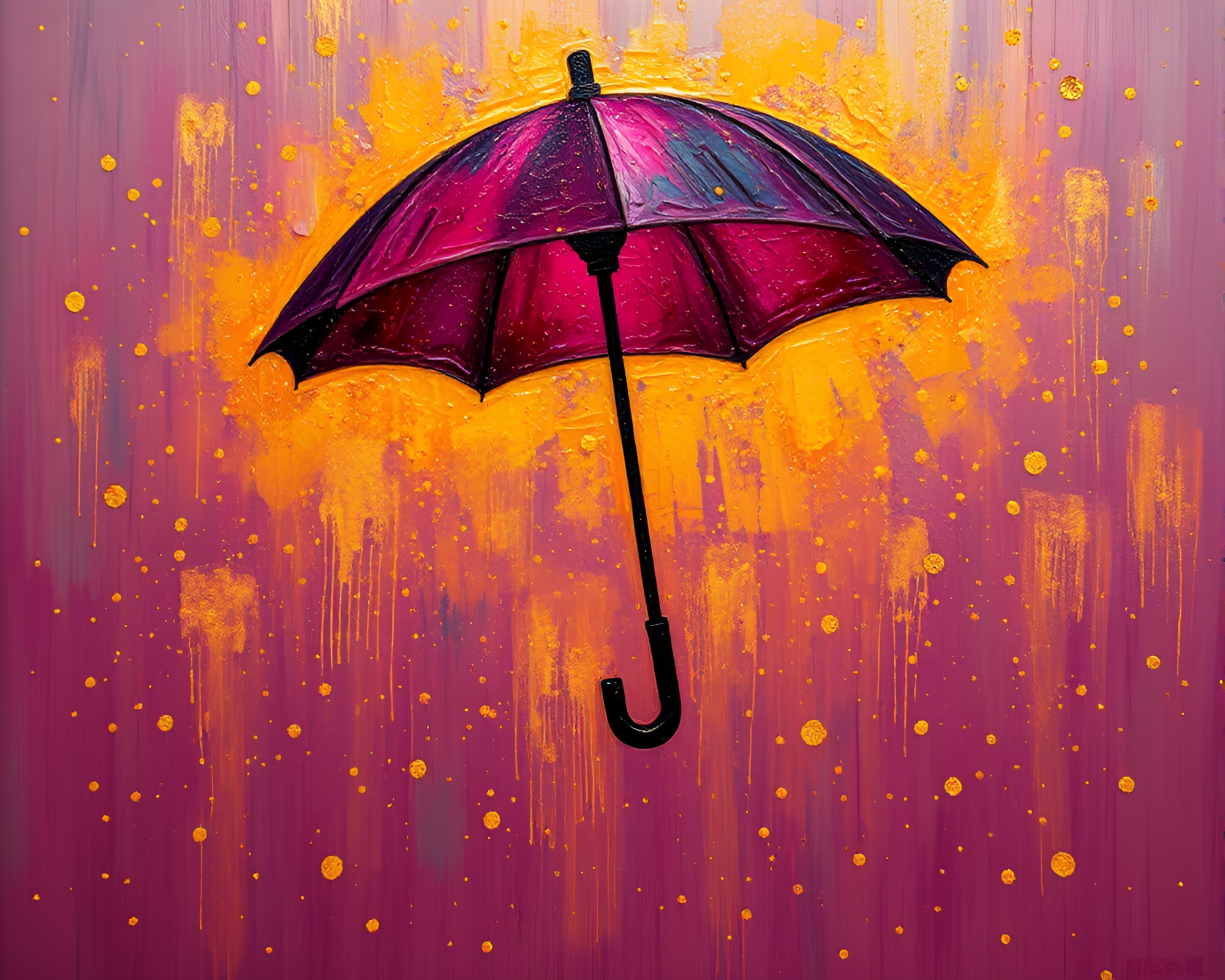Enchanting Neon Umbrella with Gold Foil Accents – free AI stock image