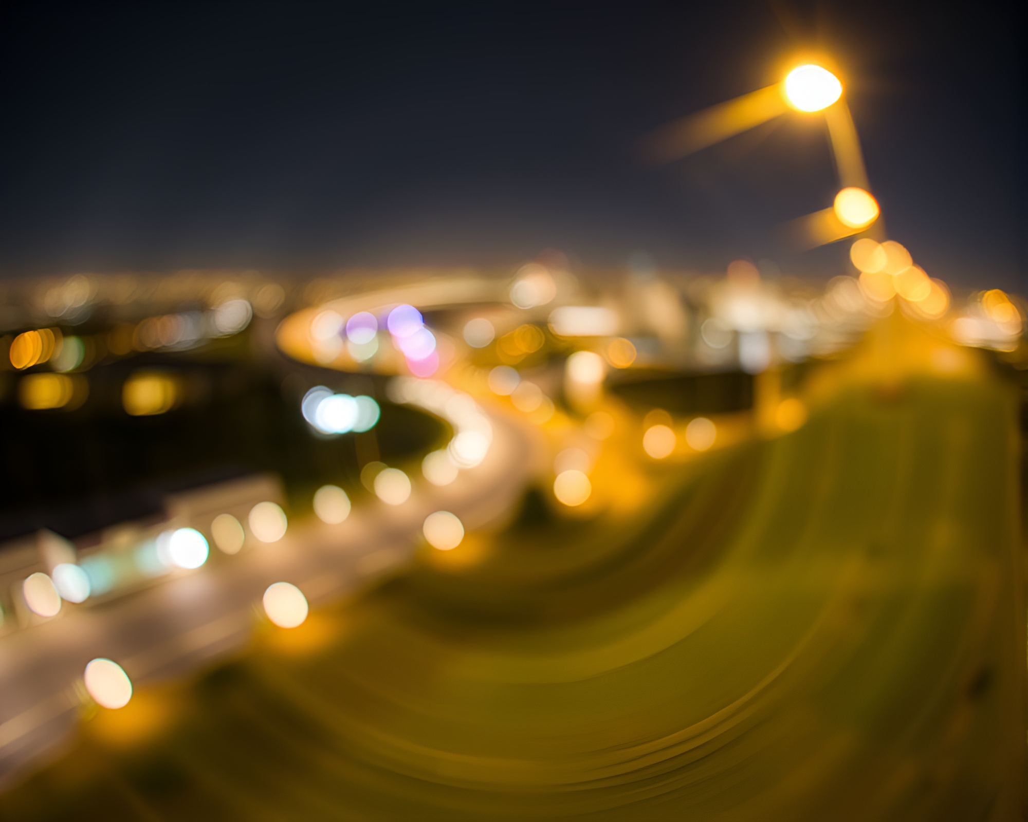 Twisted Time: City Lights Lens Distortion Vignette – free AI stock image