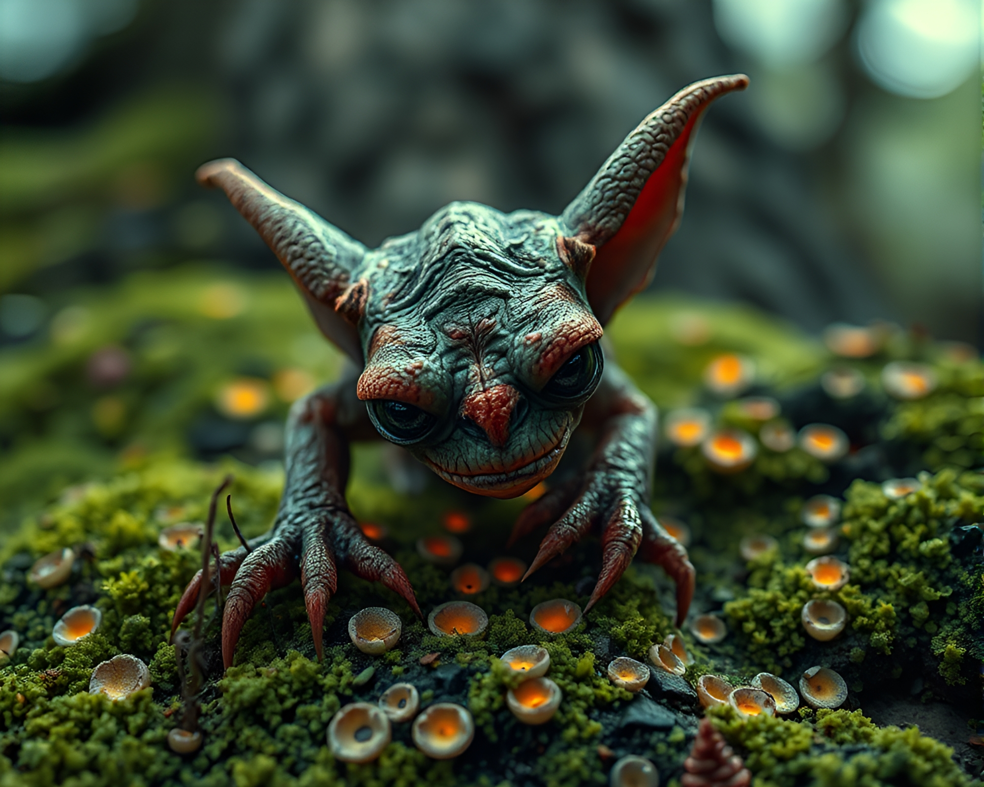 Creepy Goblin Surrounded by Mildew Spots in HDR Data Visualization – free AI stock image