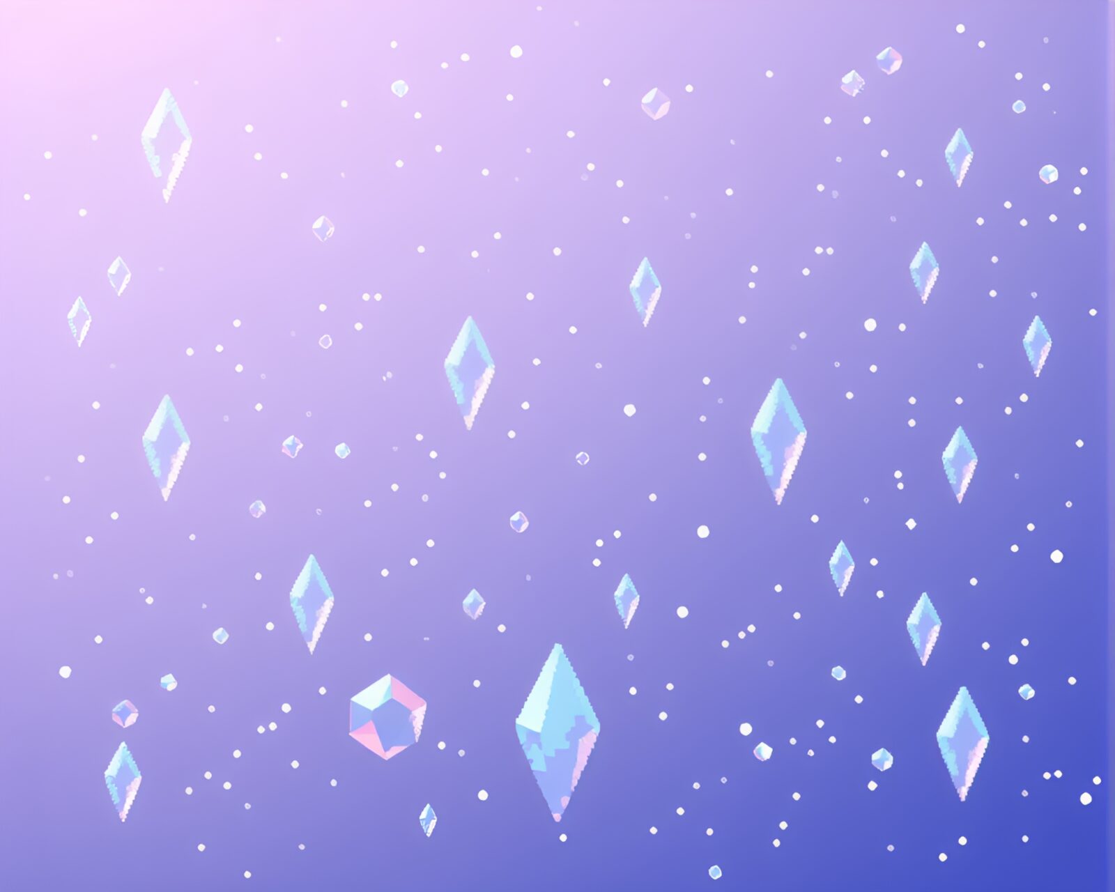8-bit style image of floating ice crystals in pastel hues