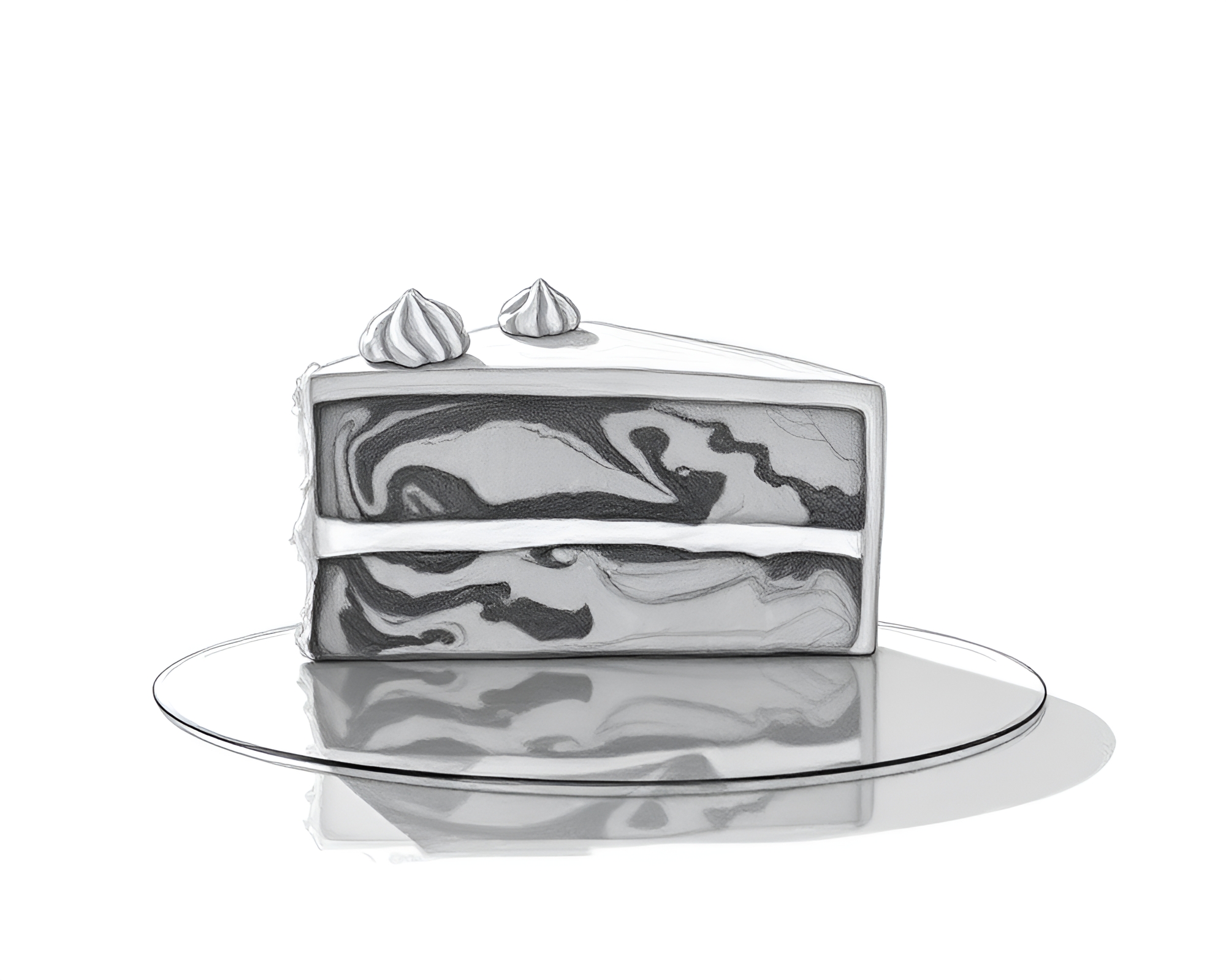 Mesmerizing Silhouette: Double Reflections in Marbled Cake – free AI stock image