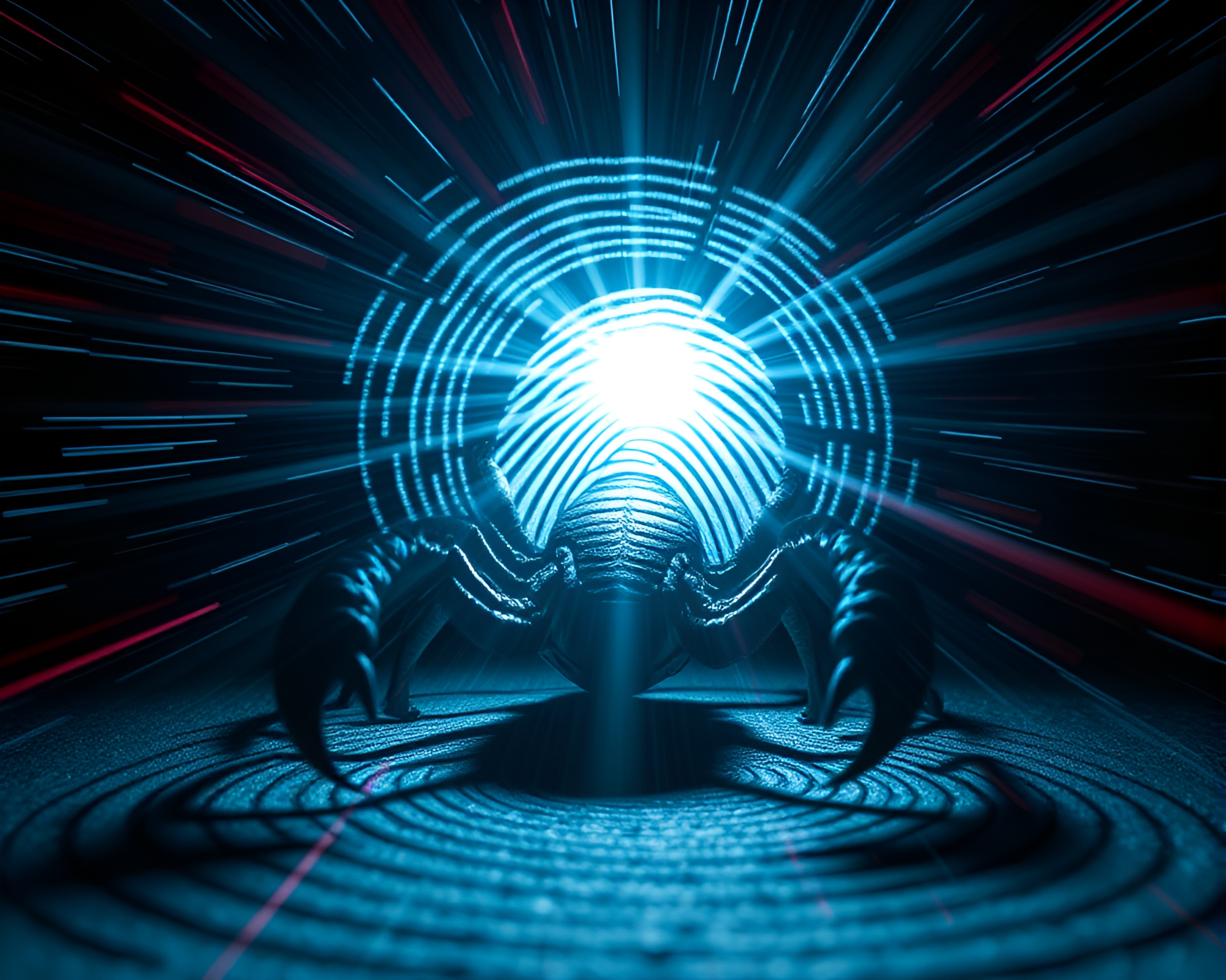 Scorpion in Fingerprint Swirl Lens Flare – free AI stock image