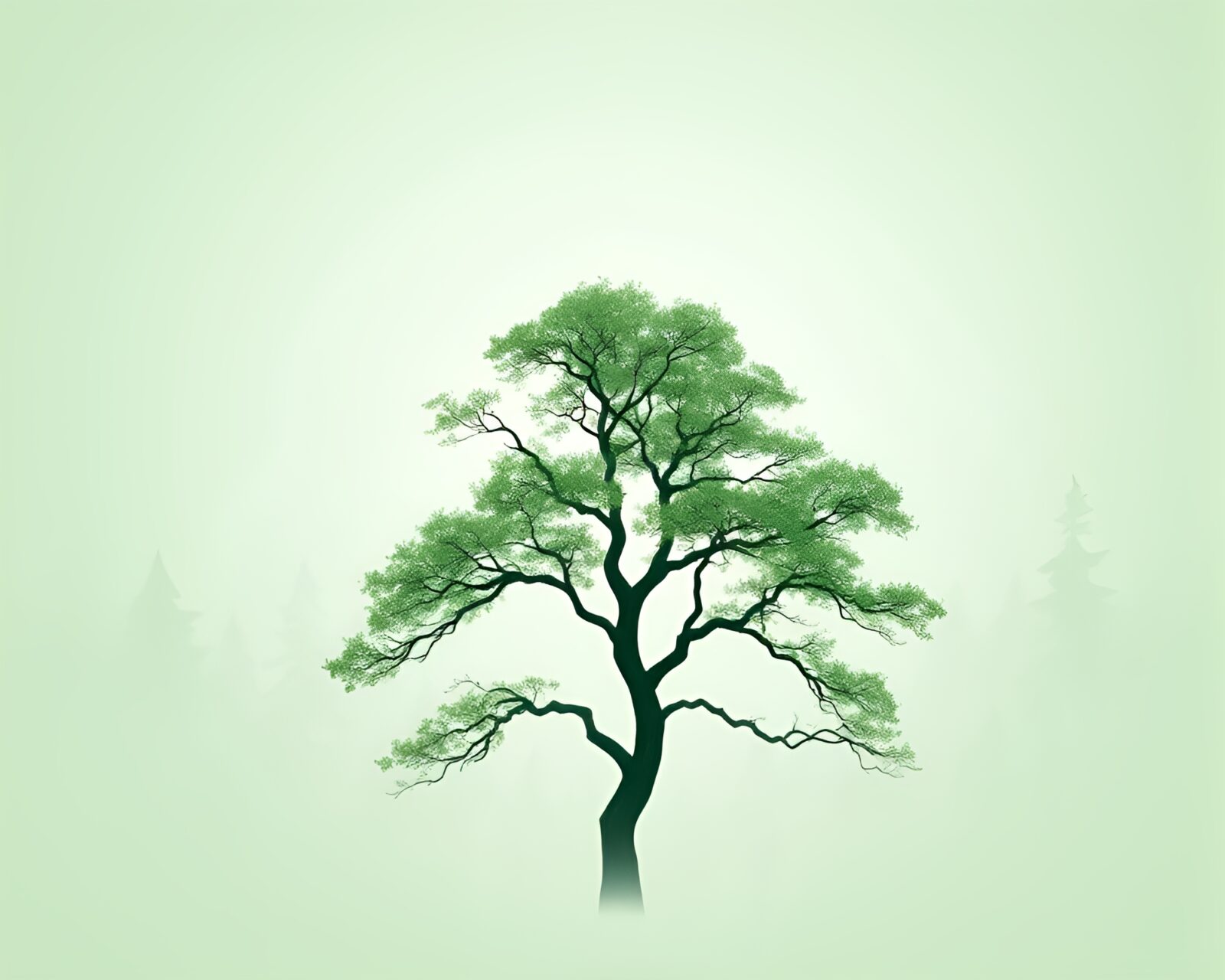 Minimalist composition of an ancient tree in a forest