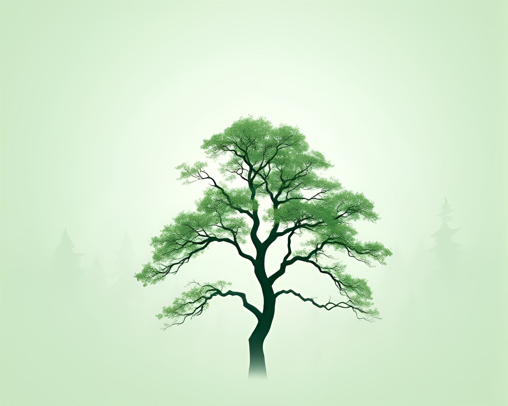 Stunning Algorithmic Art of Ancient Green Forest Tree – free AI stock image
