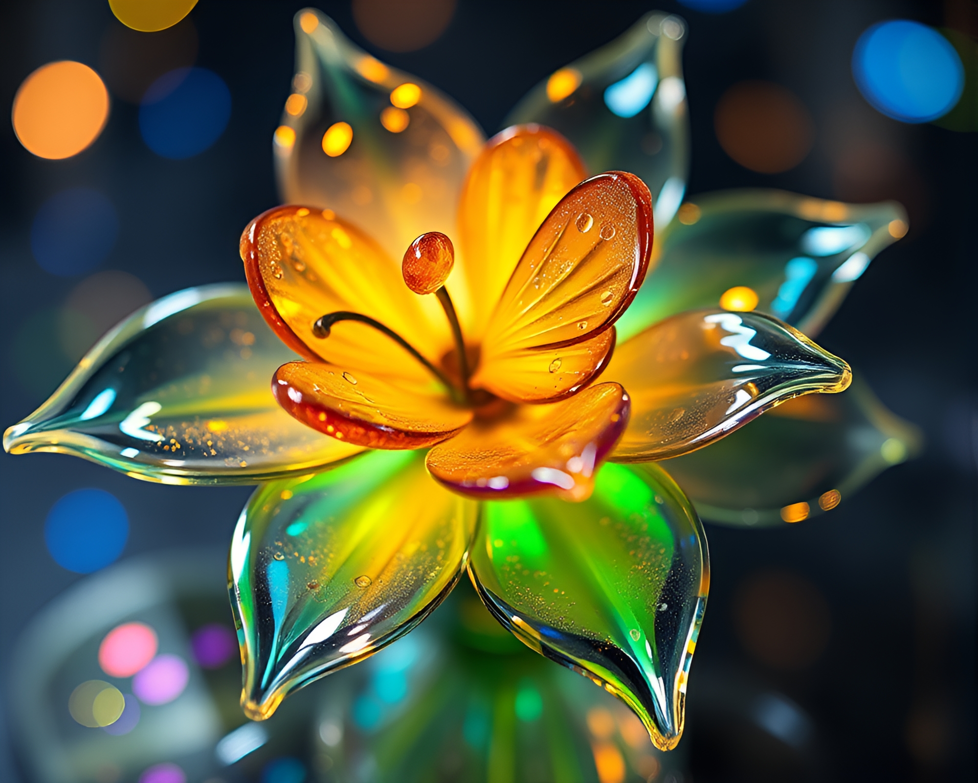 Enchanting Murano Glass Firefly Petal Bouquet – free AI stock image