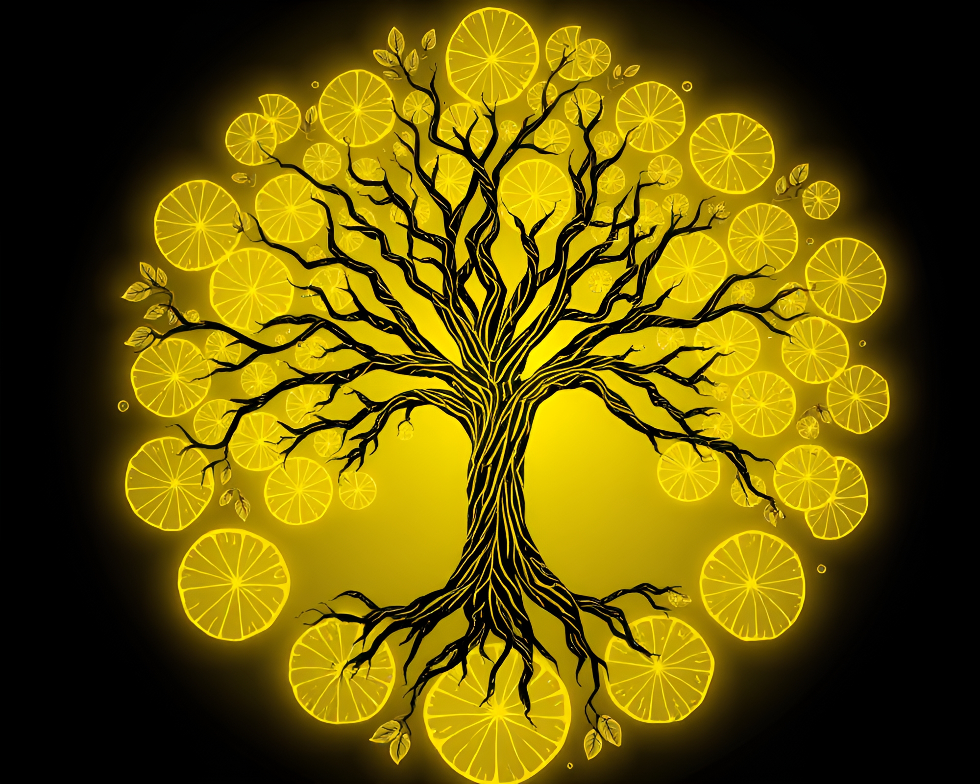 Phoenix Rising From Lemon Tree Rings Algorithmic Art – free AI stock image
