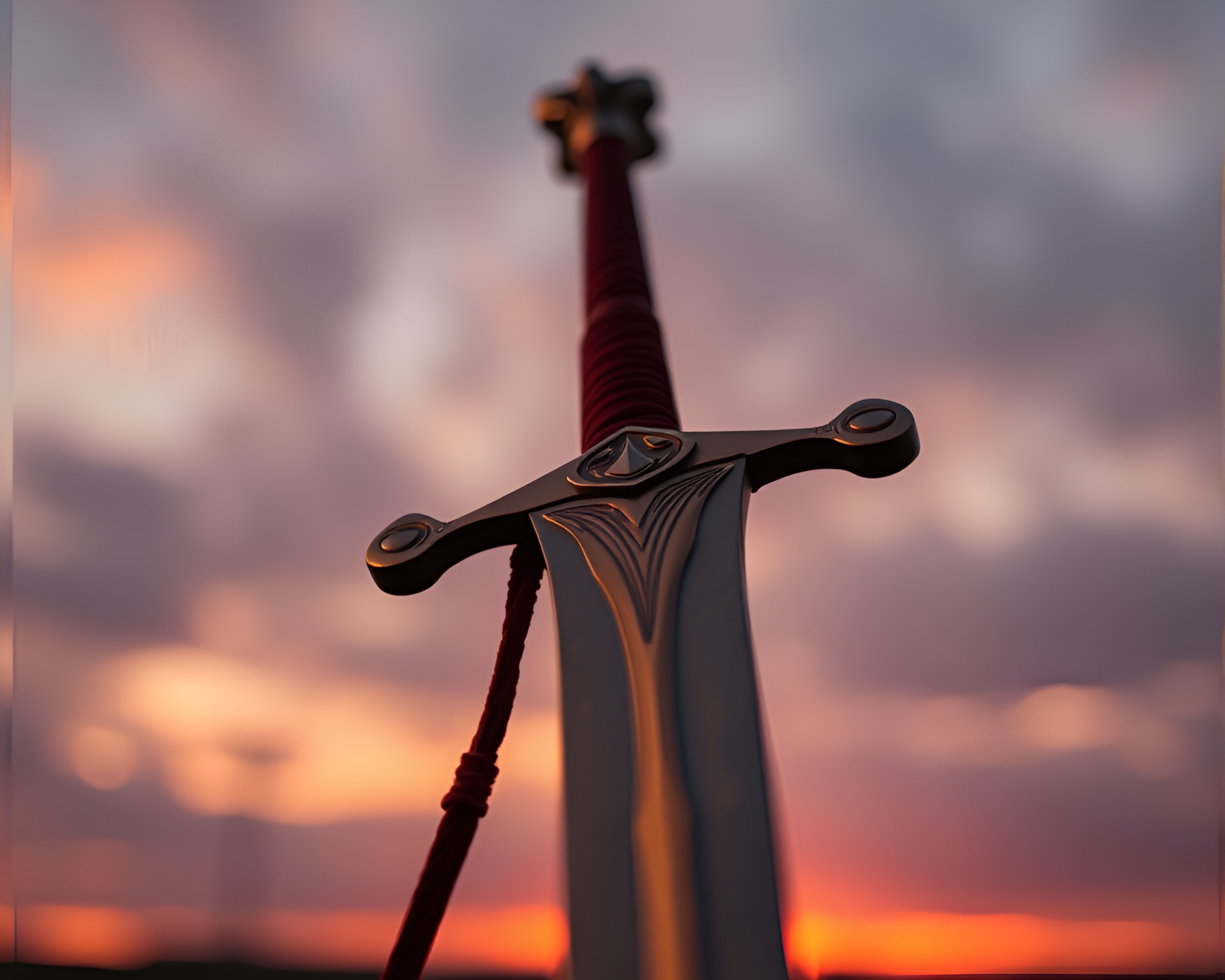 Golden Hour Dusk Sword Macro Photography – free AI stock image