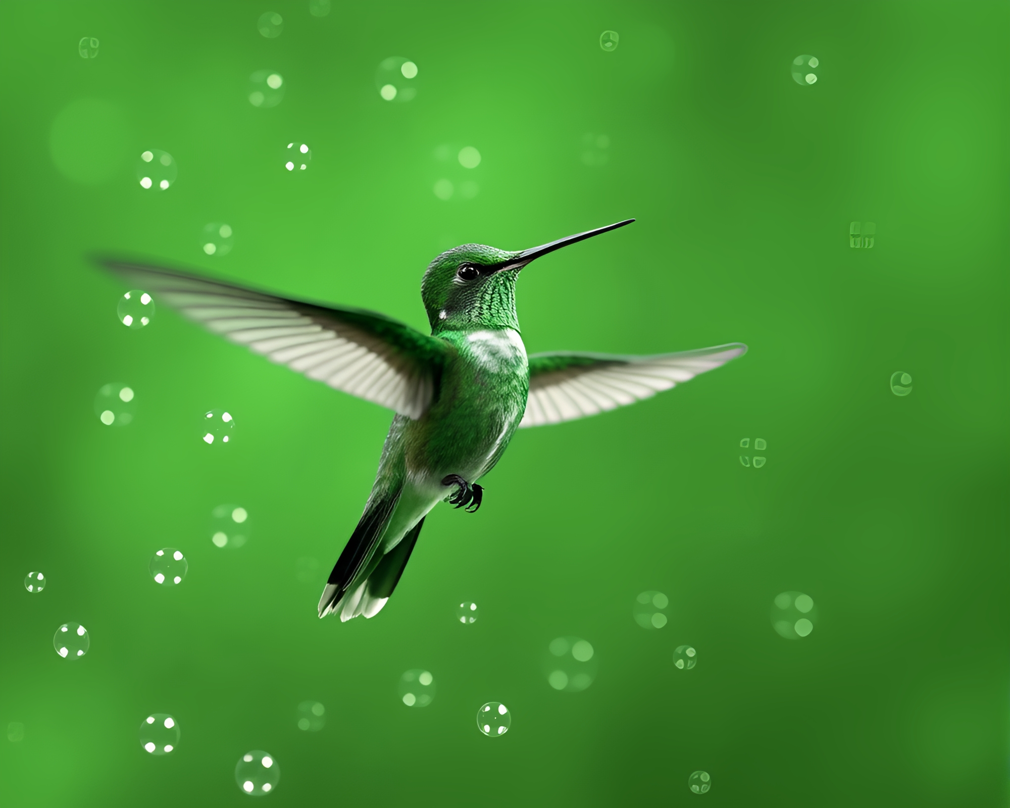 Ethereal Hummingbird Bubble Cluster Spotlight – free AI stock image