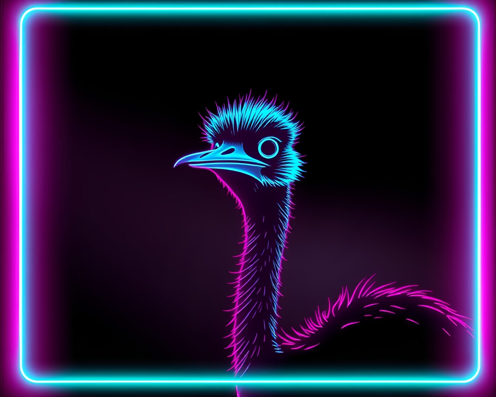A vibrant 8-bit styled ostrich under neon lights