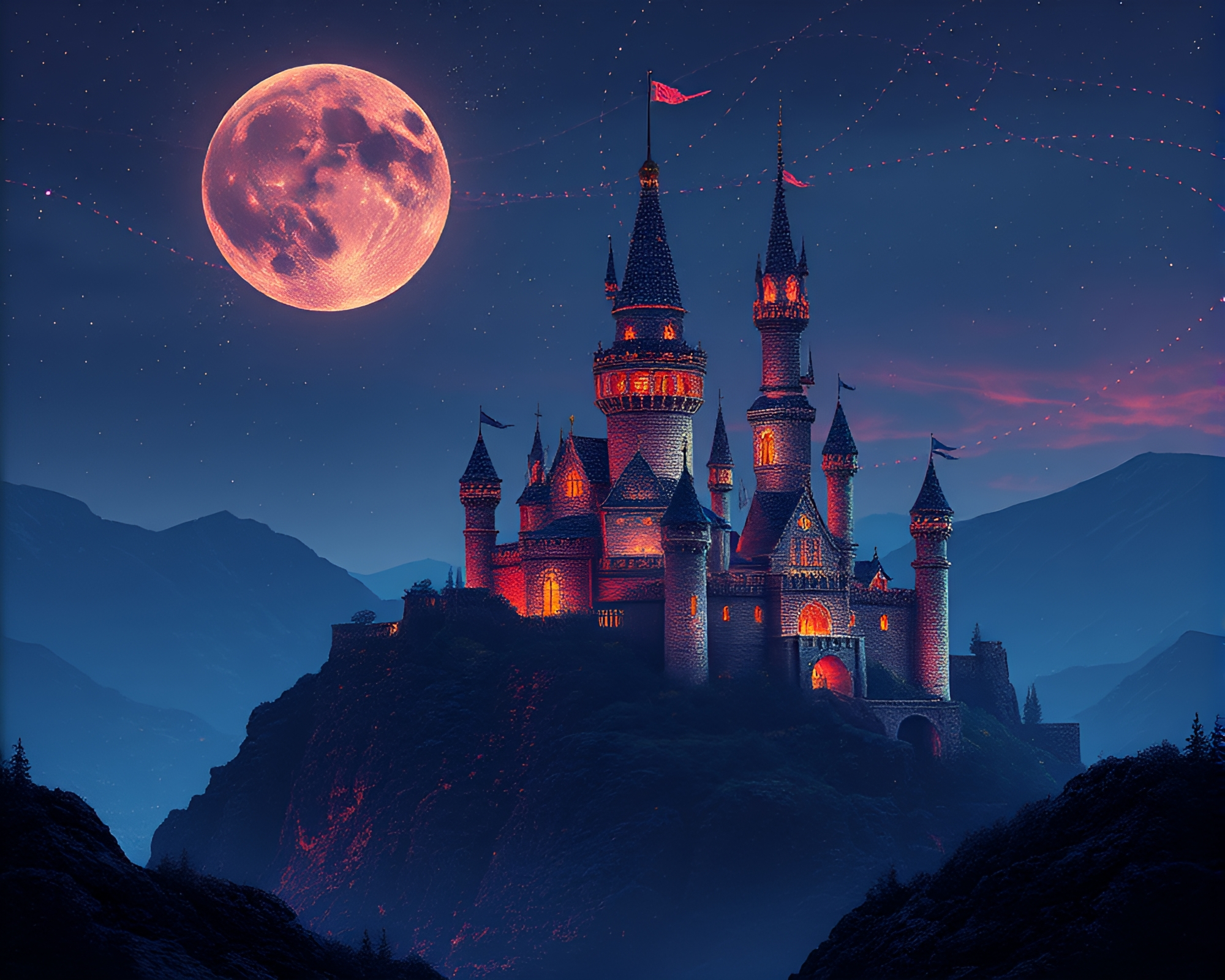 Deserted Castle in Metallic Sheen Fantasy Illustration – free AI stock image