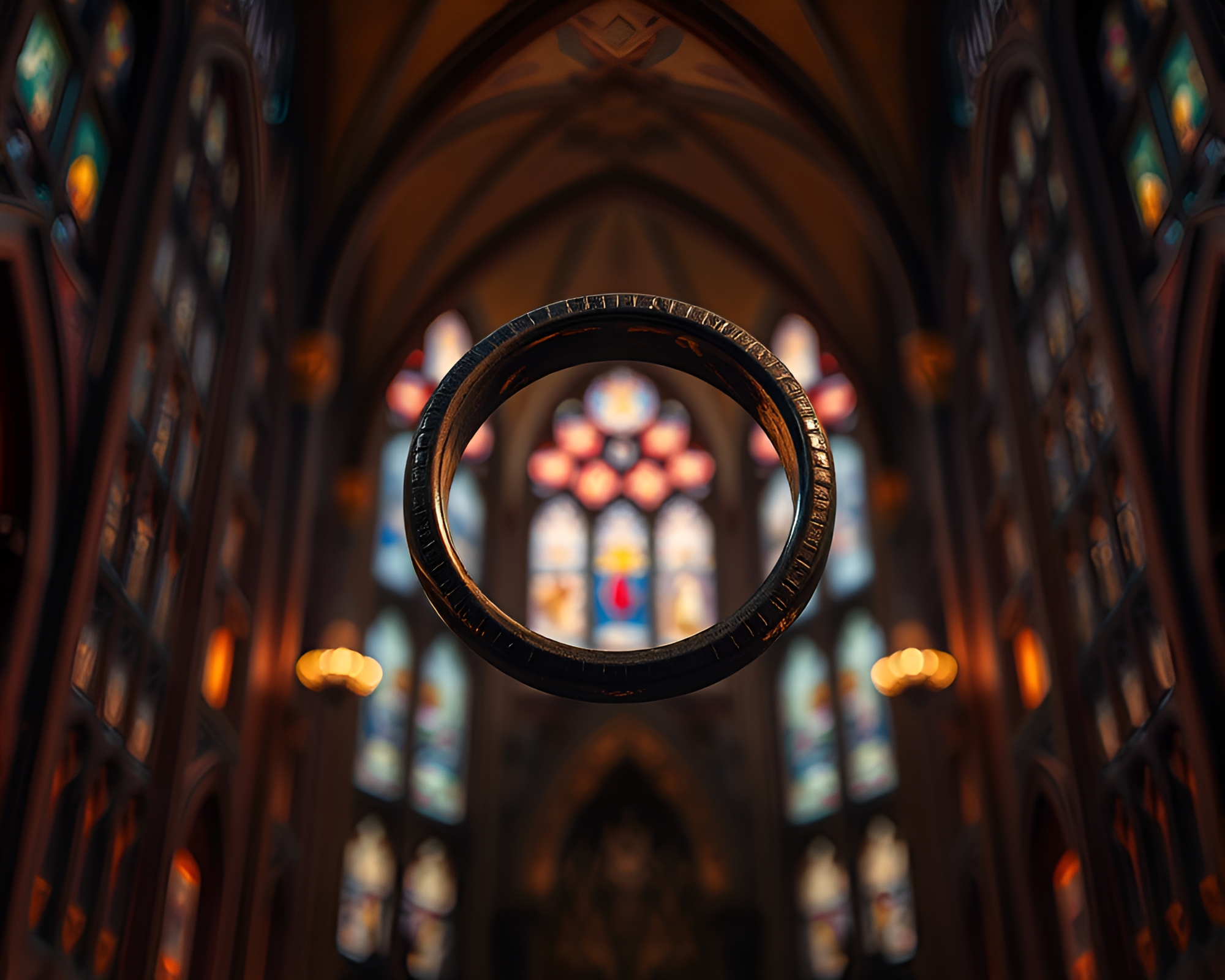 Mystical Ring in Cathedral Light – free AI stock image