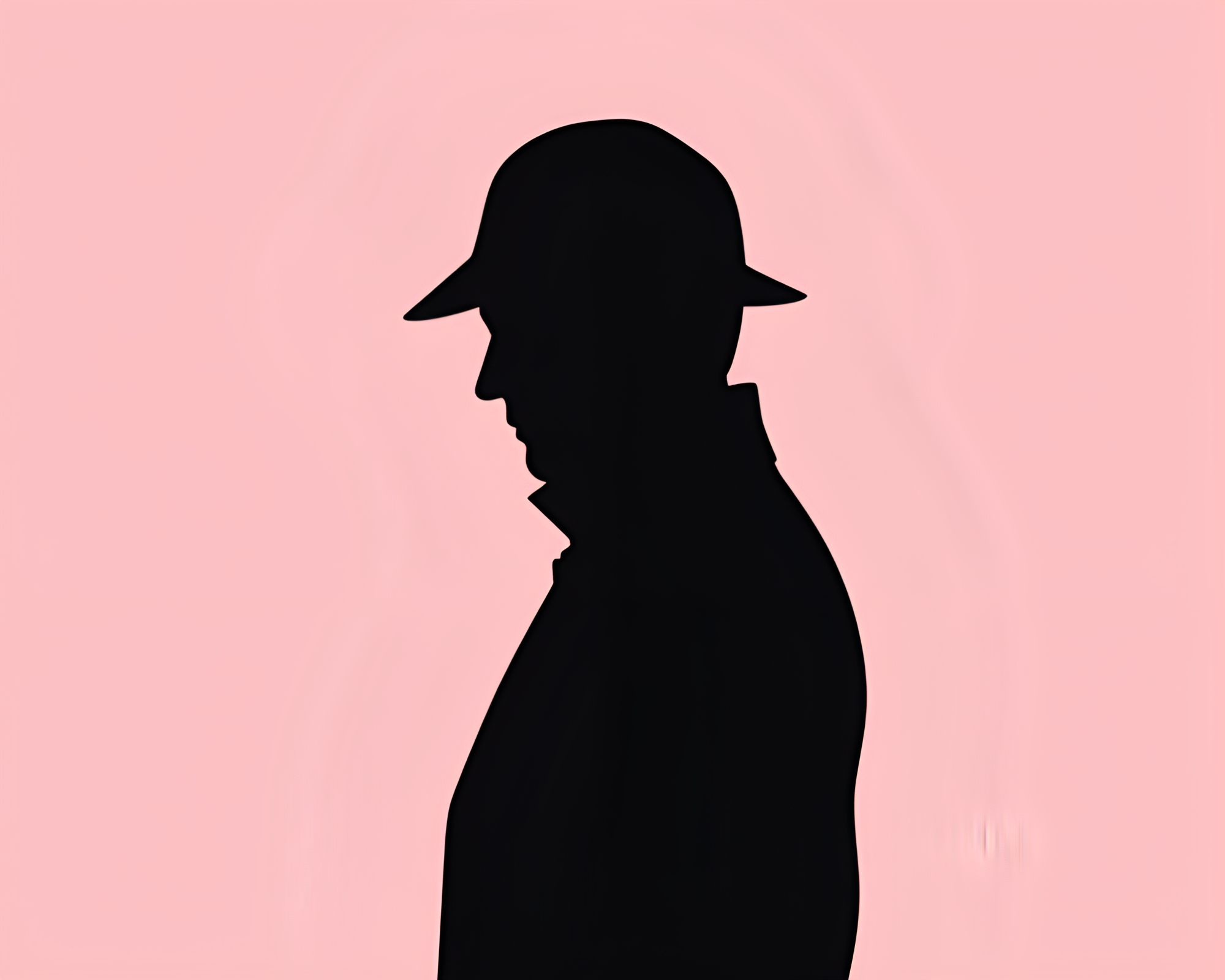 Sherlock Holmes in Blush Pink Flat Color Silhouette – free AI stock image