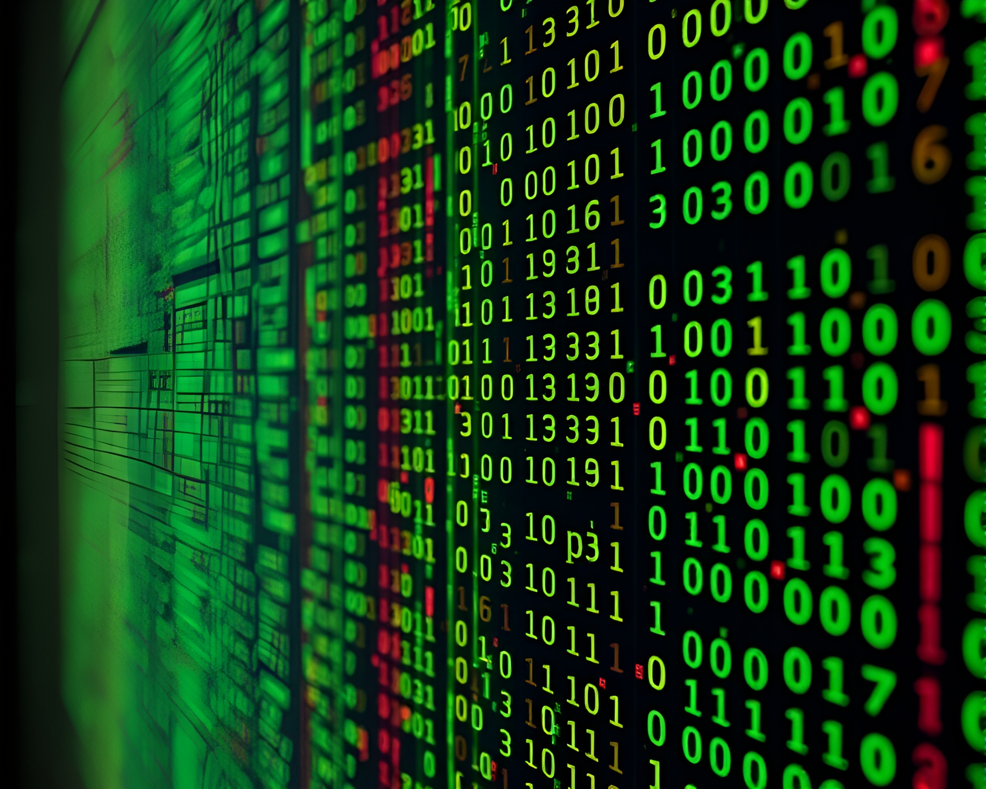 Retro Binary Code Art with Off-Center Subject – free AI stock image