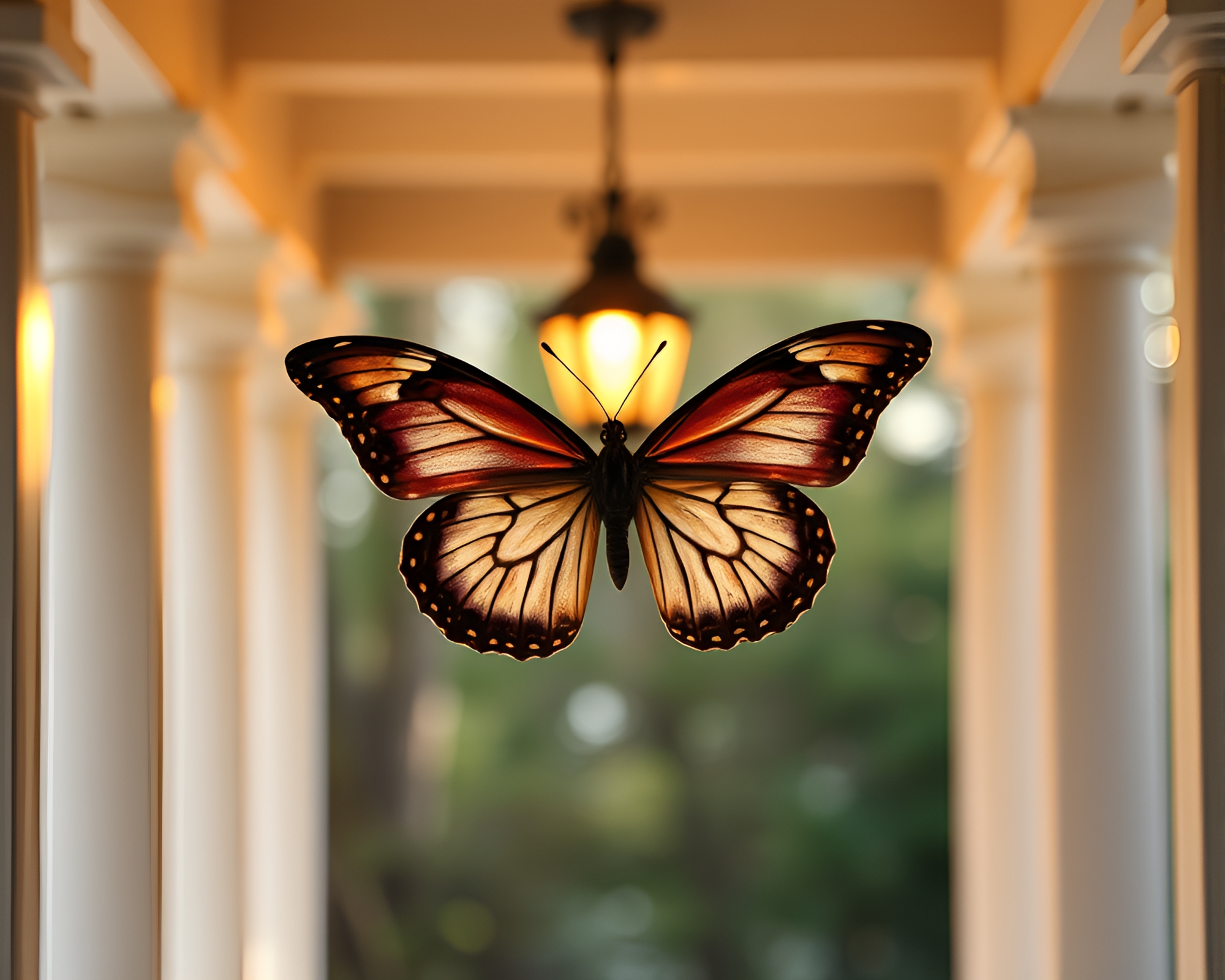 Silk Butterfly Glow by Porchlight in Divisionism Style – free AI stock image