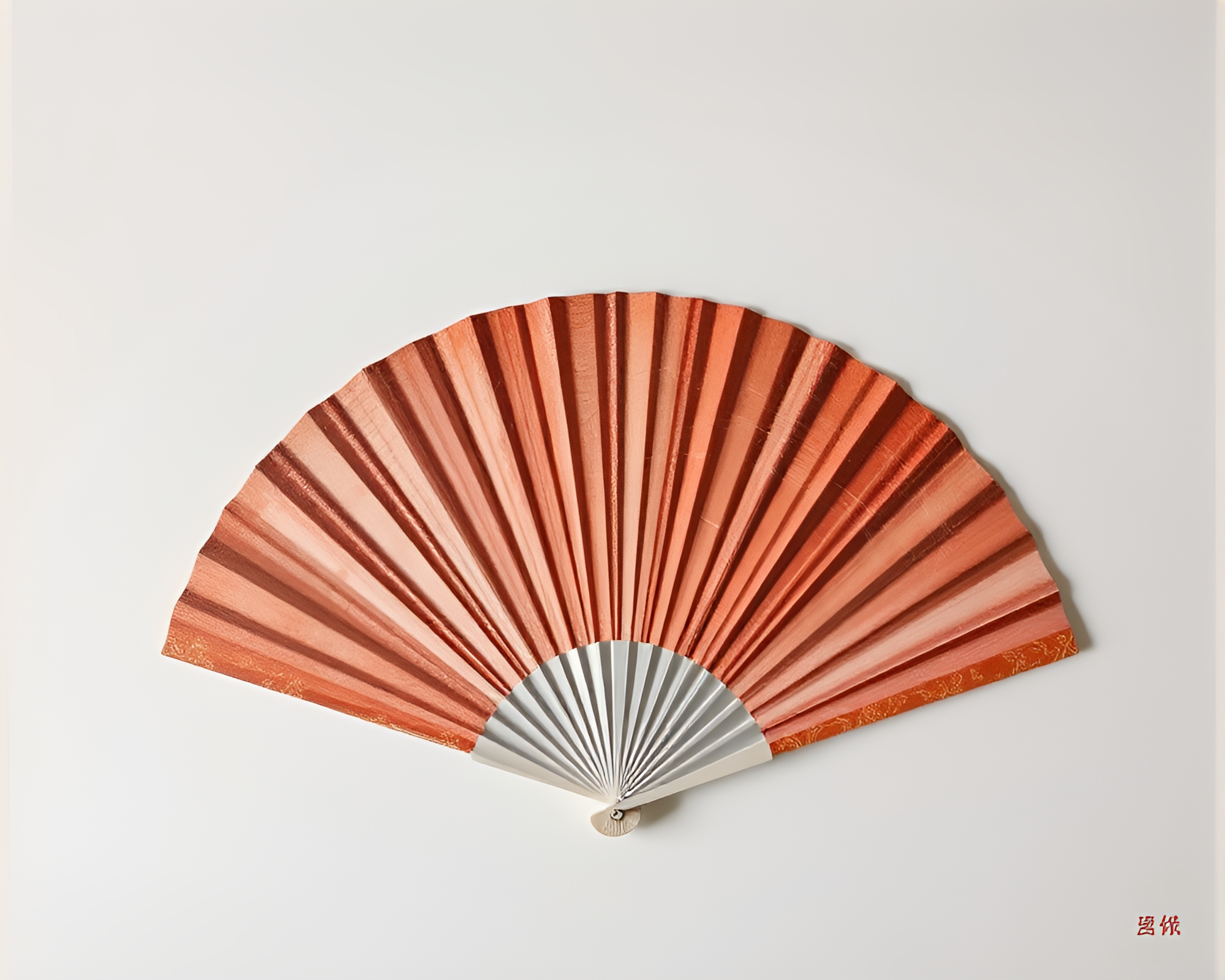 Hand-painted Fan Amid Rose Gold Scan Lines – free AI stock image
