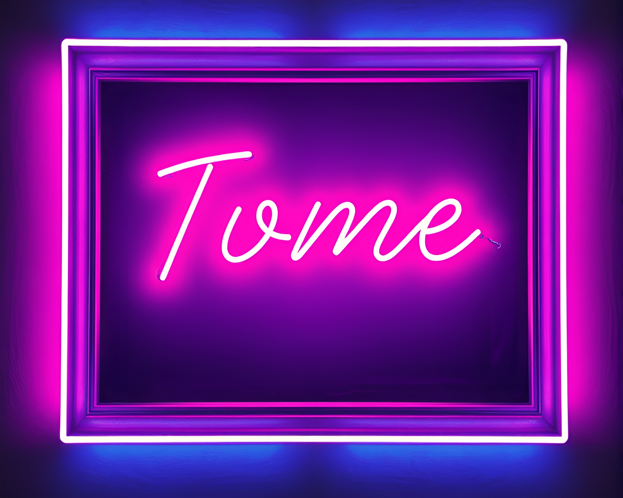 Twilight Neon Lights Frame Within Frame Artwork – free AI stock image