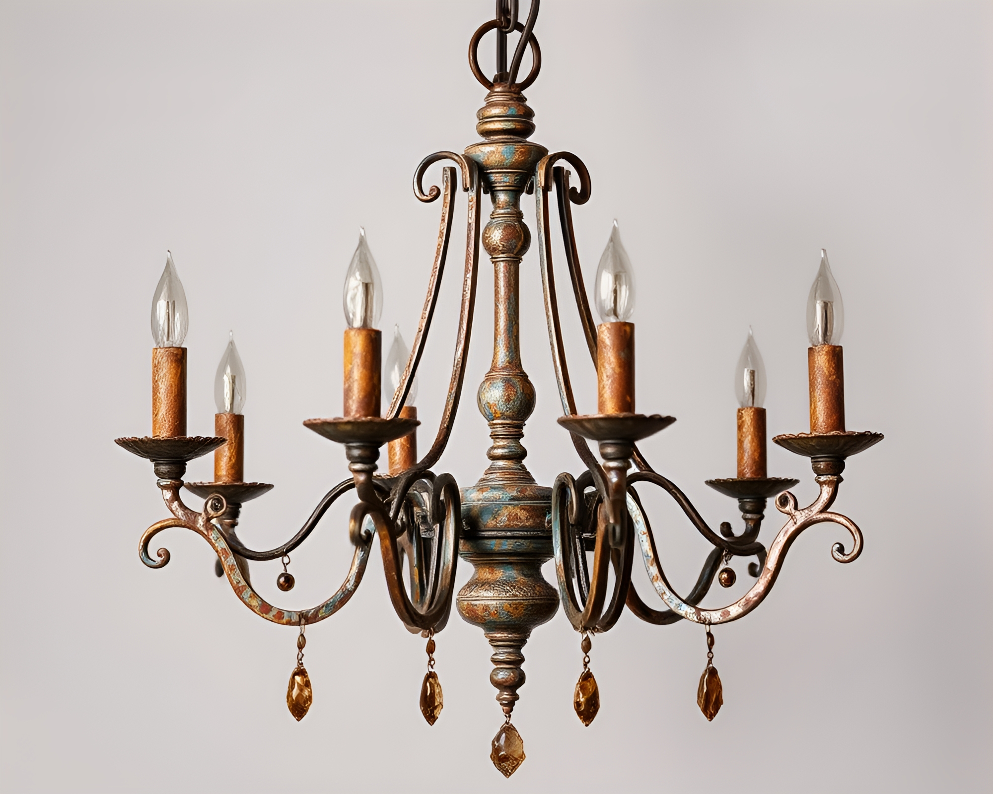 Victorian Chandelier with Rust Patina Splatter Art – free AI stock image