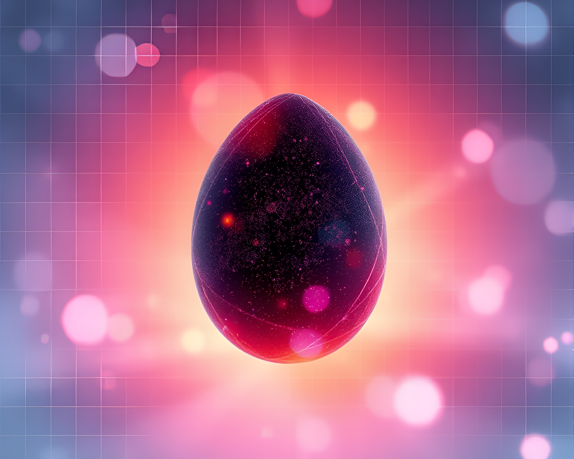 Enchanting Dragon Egg in Twilight Grid Overlay – free AI stock image