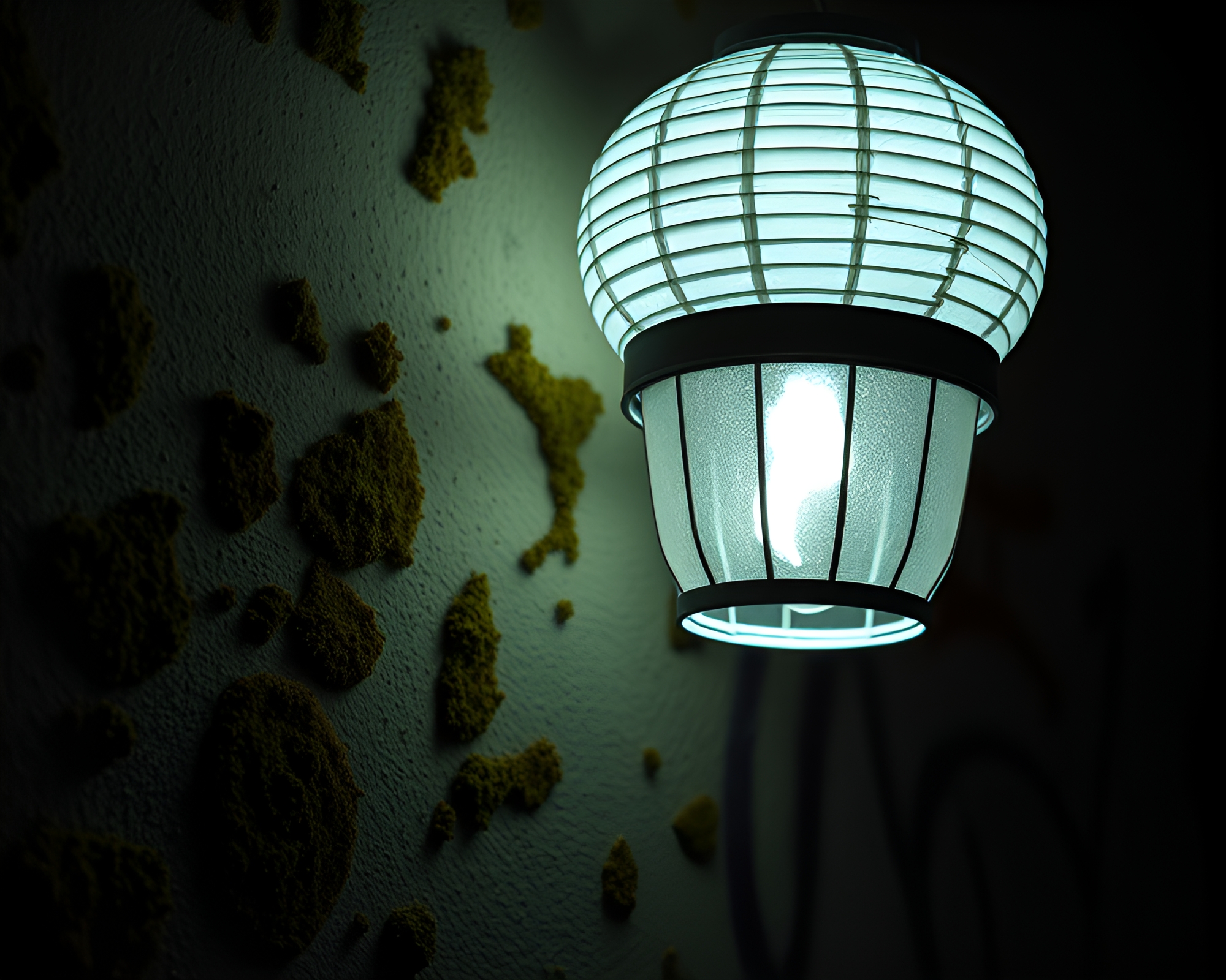 Luminous Lichen Lanterns Amid Neon Graffiti Shadows – free AI stock image