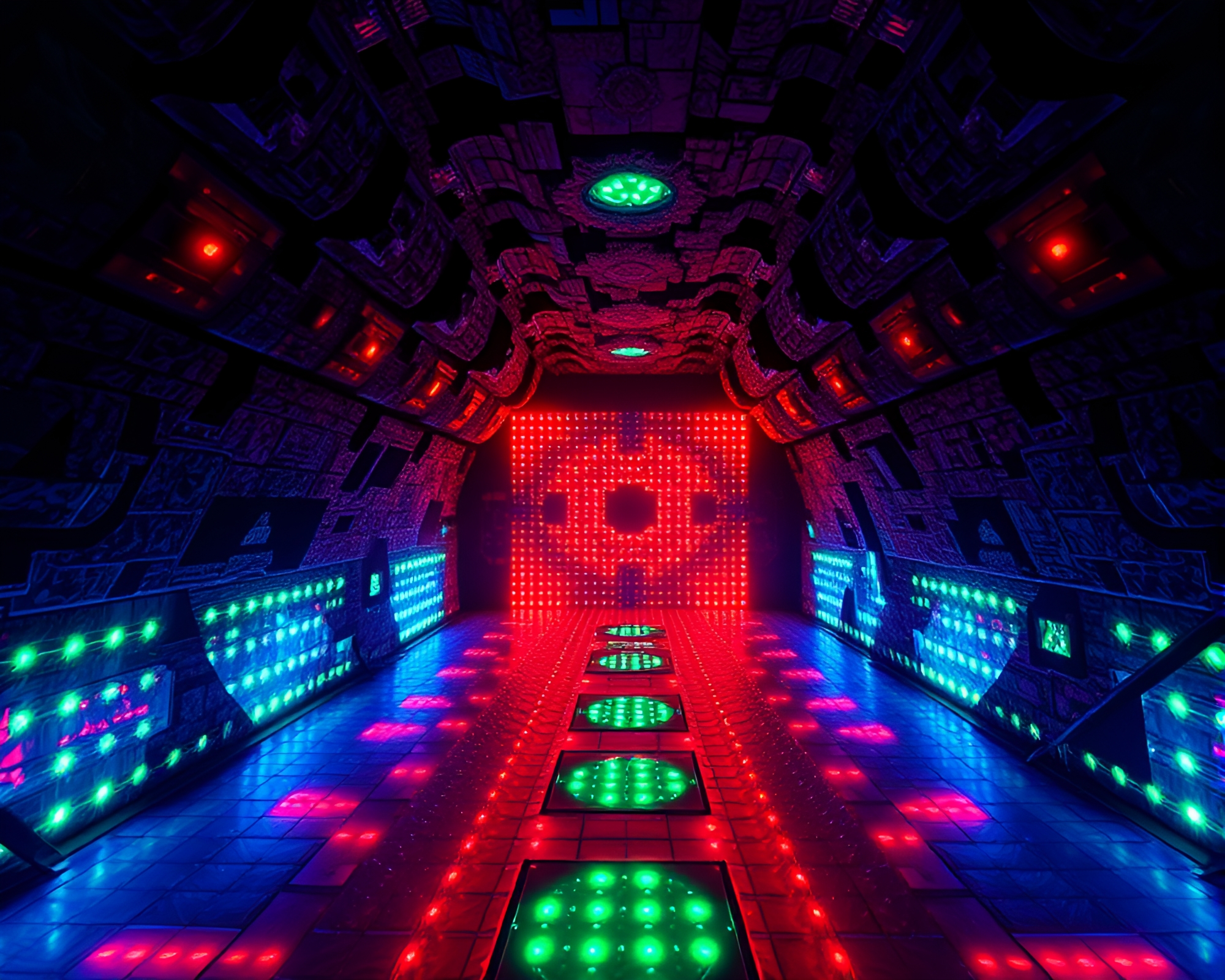 LED Pixel Grid Kaleidoscope Ecorché Study – free AI stock image