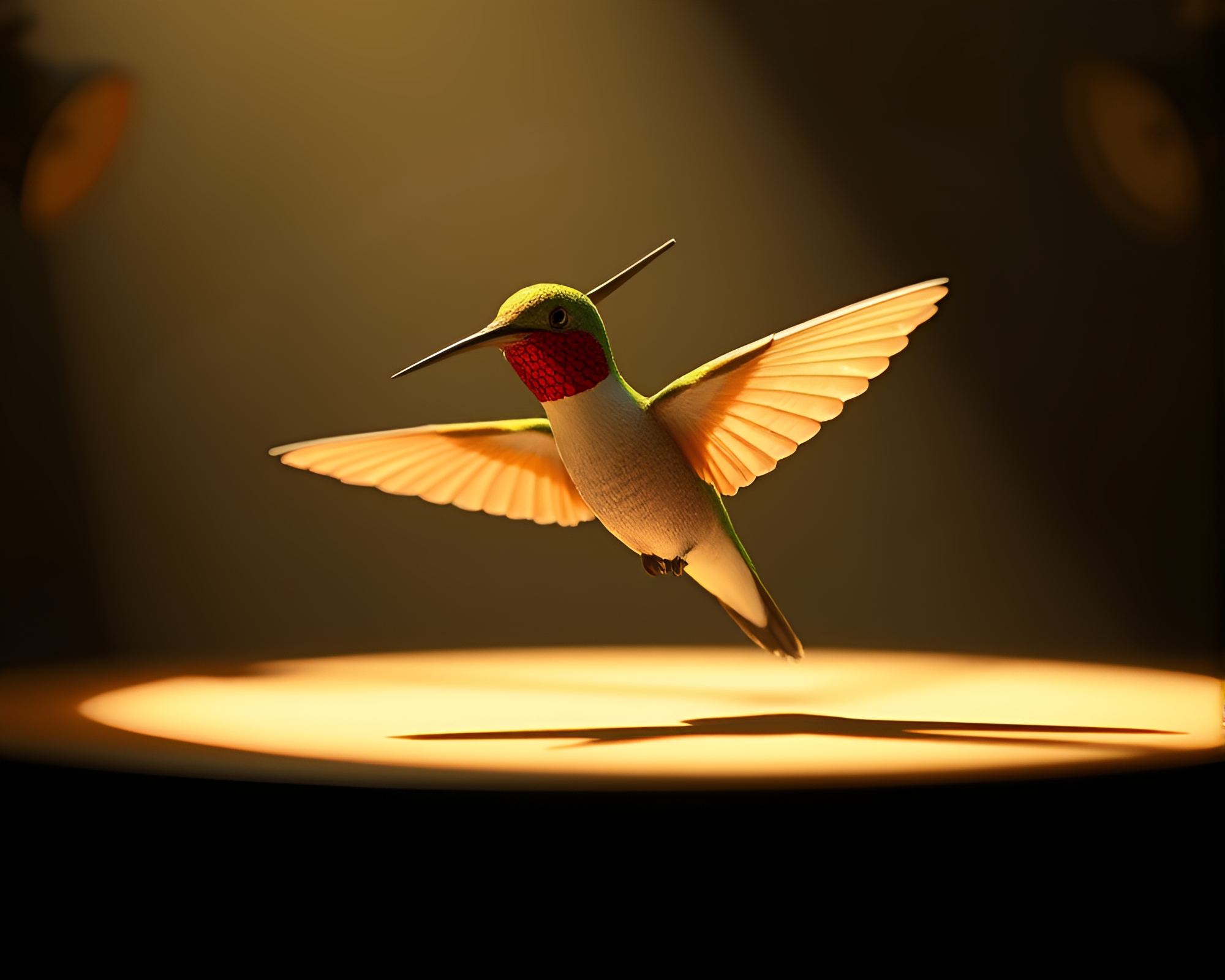 Enchanting Hummingbird in Spotlighted Stop-Motion Scene – free AI stock image