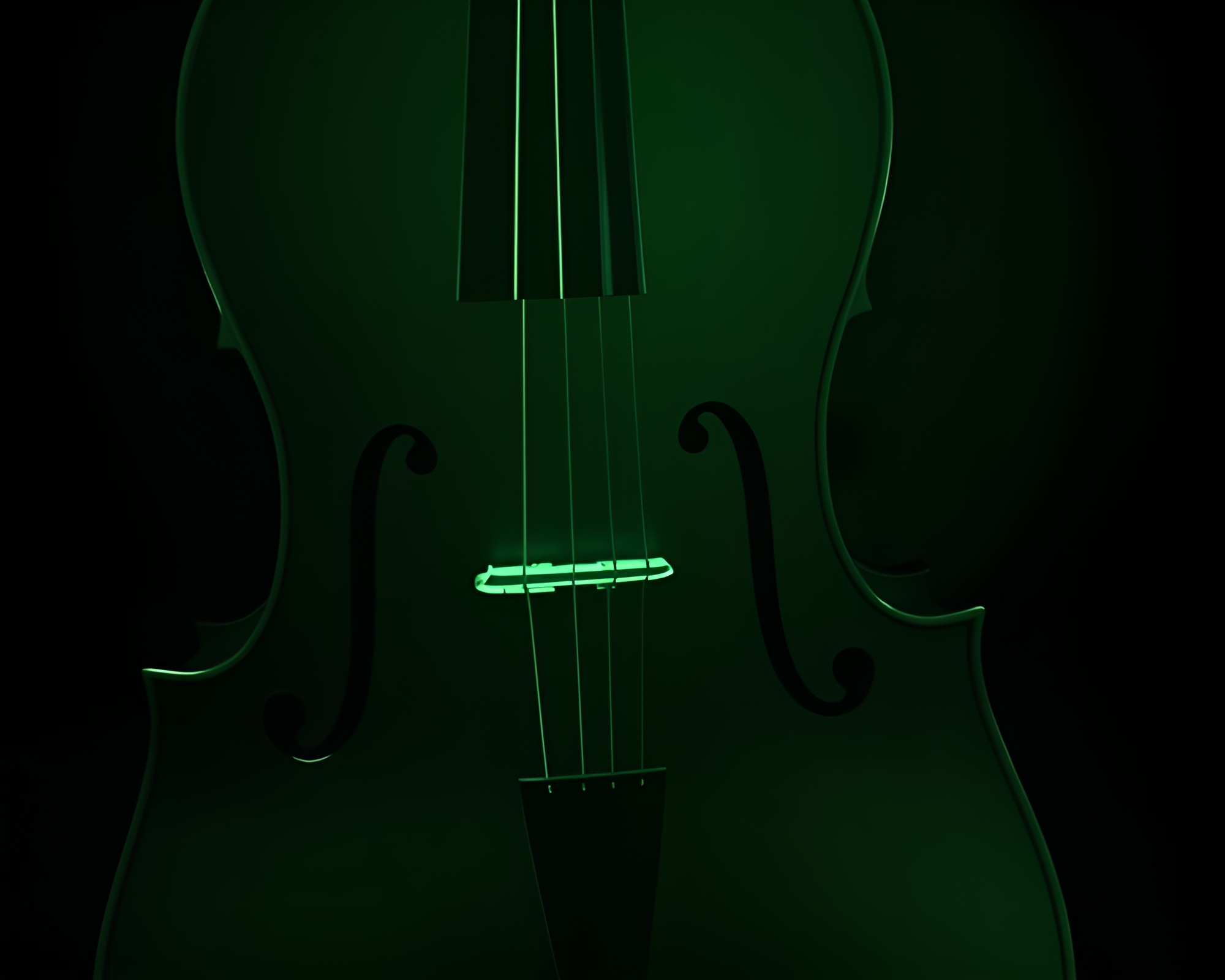 Melodic Reflections: Cello in Monochrome Green Gradient Mesh – free AI stock image