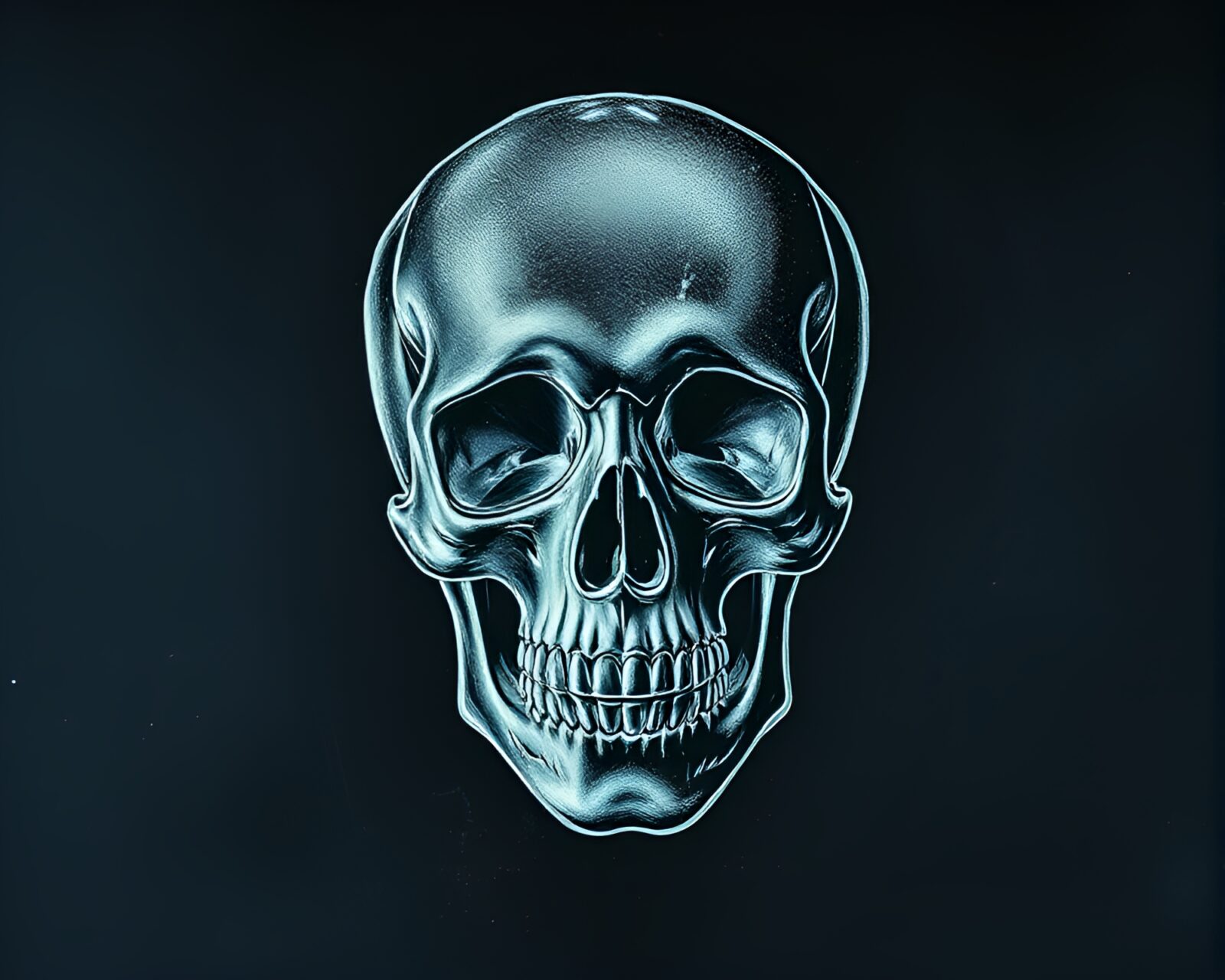 3D rendered crystal skull surrounded by chalk smudges
