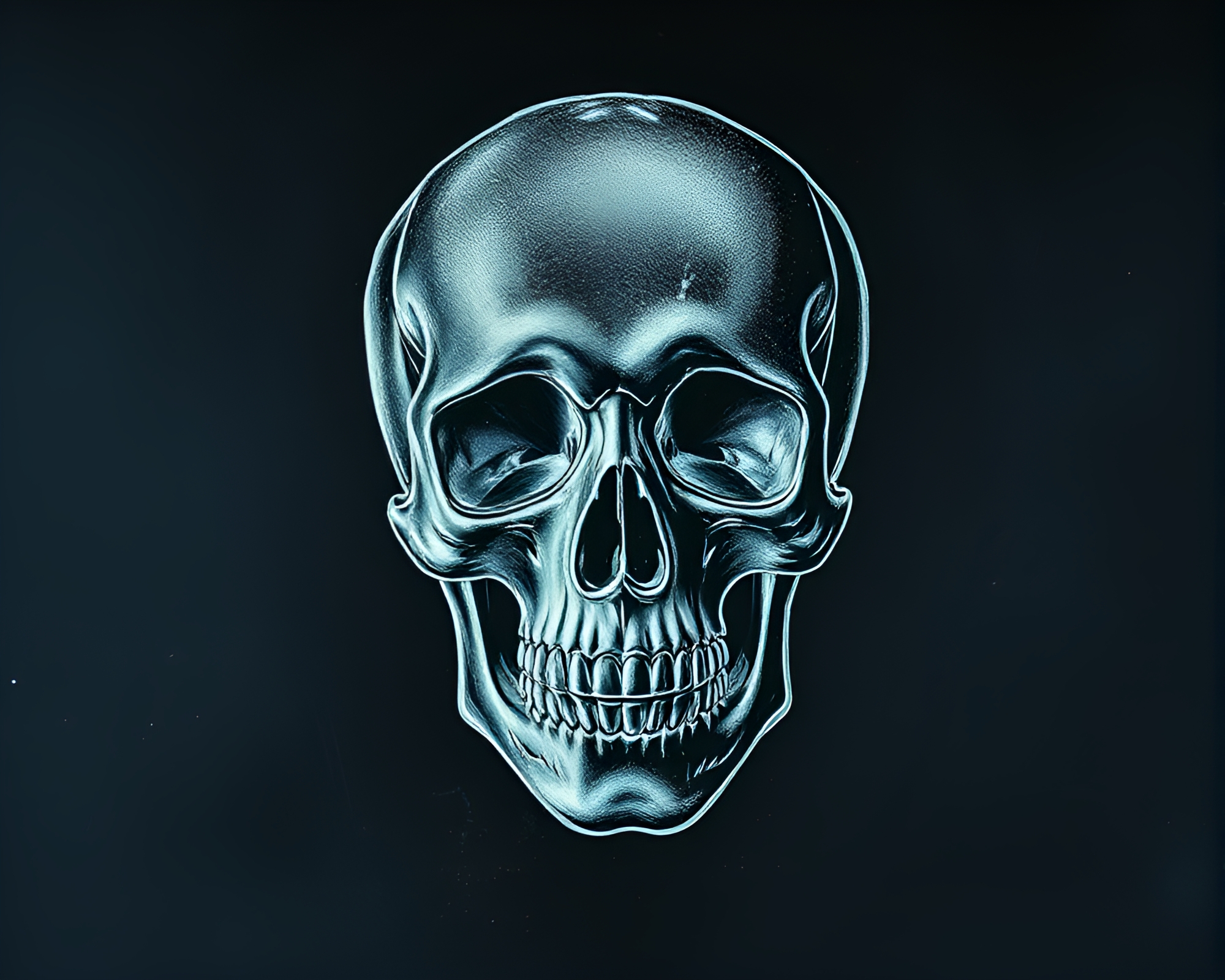 Chalkboard Smudges Surrounding Crystal Skull in 3D Scan – free AI stock image