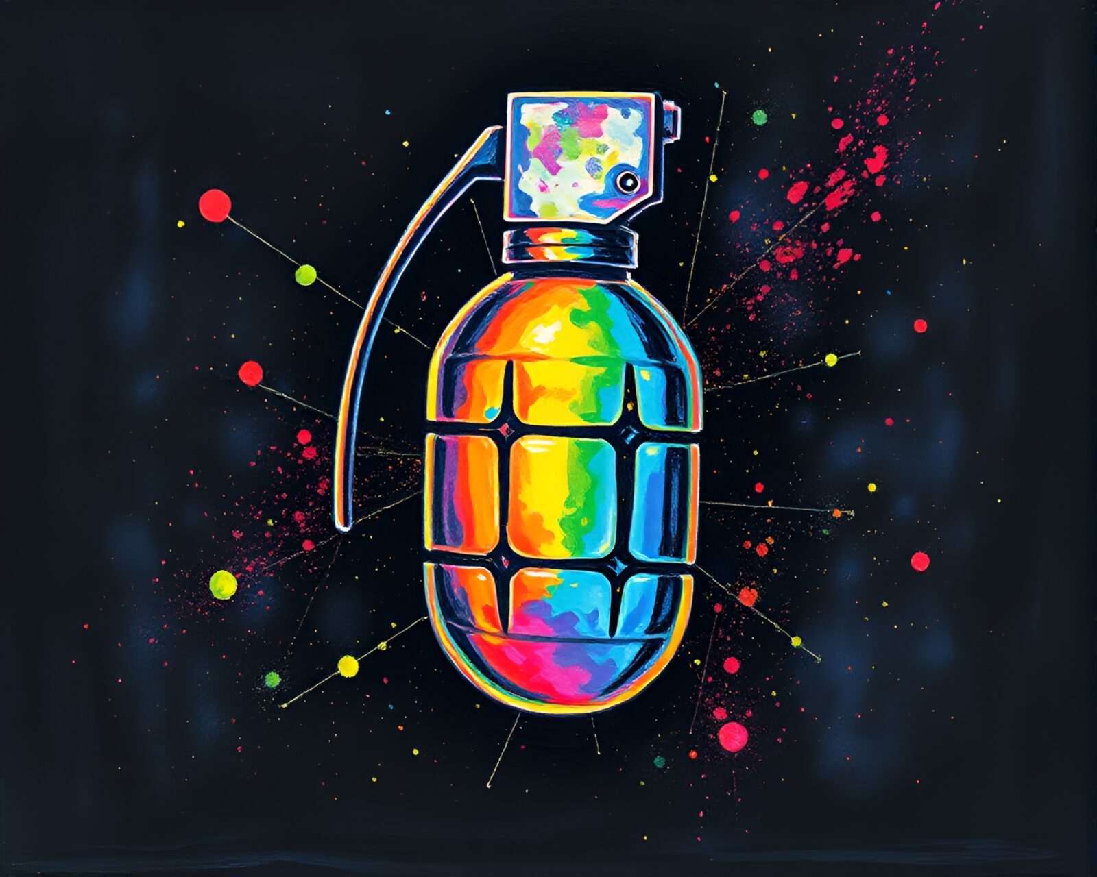 Conté crayon drawing of a stunning antimatter grenade explosion