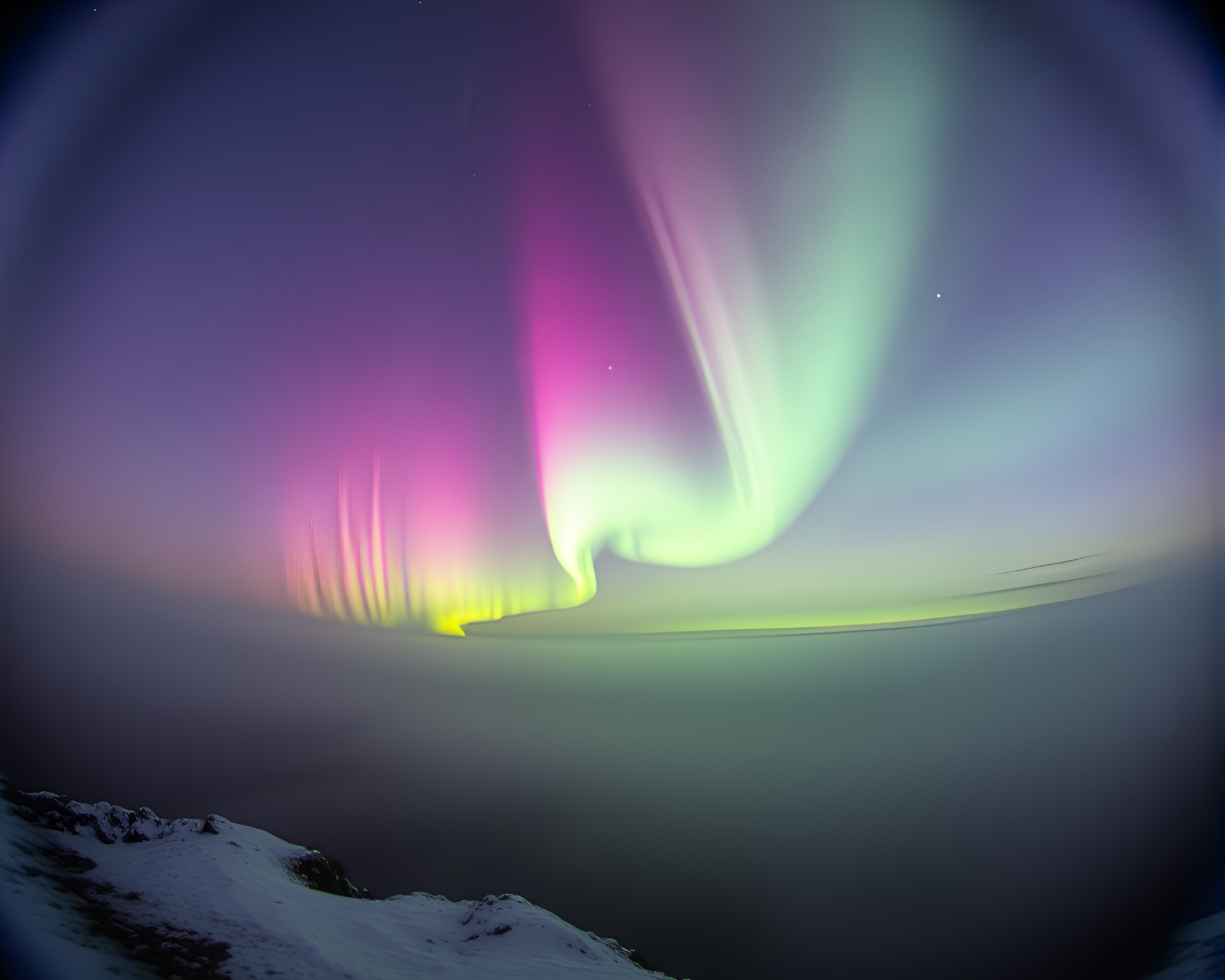 Aurora Borealis Split Focus Haze Fantasy Scene – free AI stock image