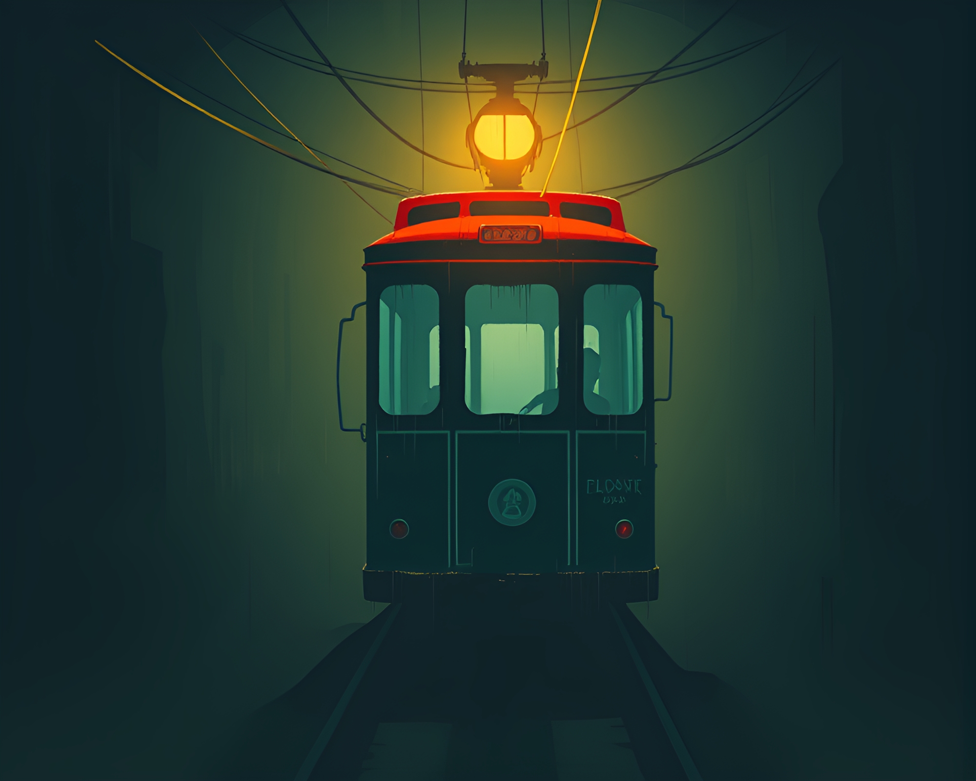 Minimalist Cable Car Ride in Dungeon Torchlight – free AI stock image