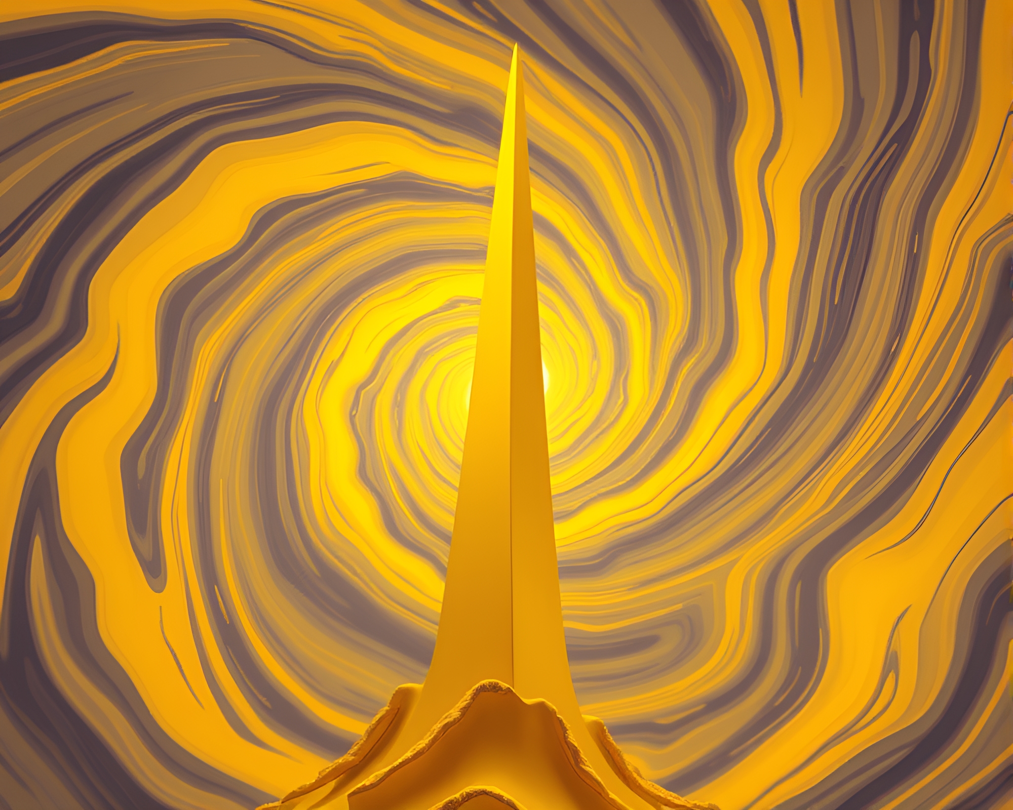 Maximalist Mustard Obelisk Vortex Twist – free AI stock image