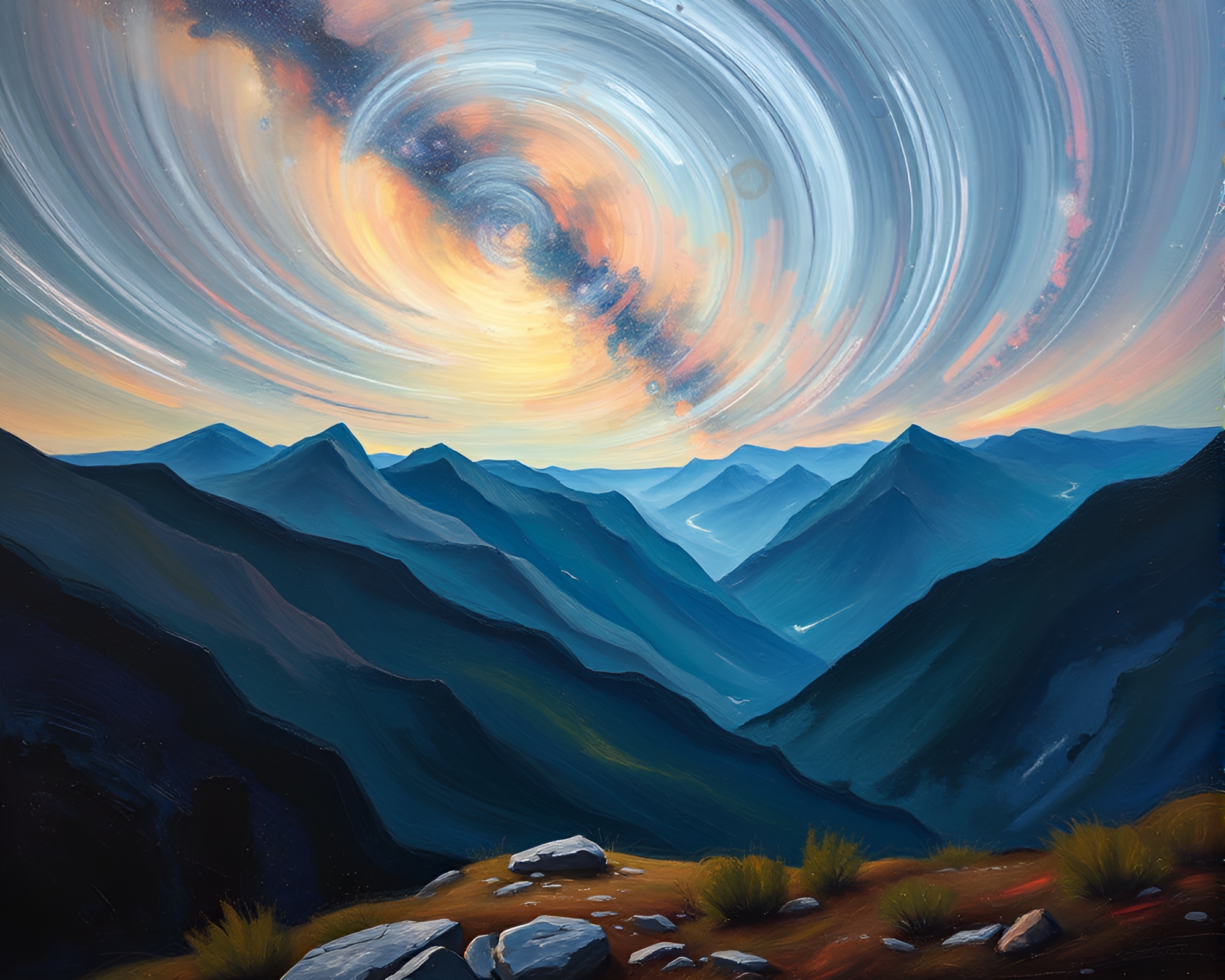 Starry Night on Plateau: Surreal Milky Way Moment – free AI stock image