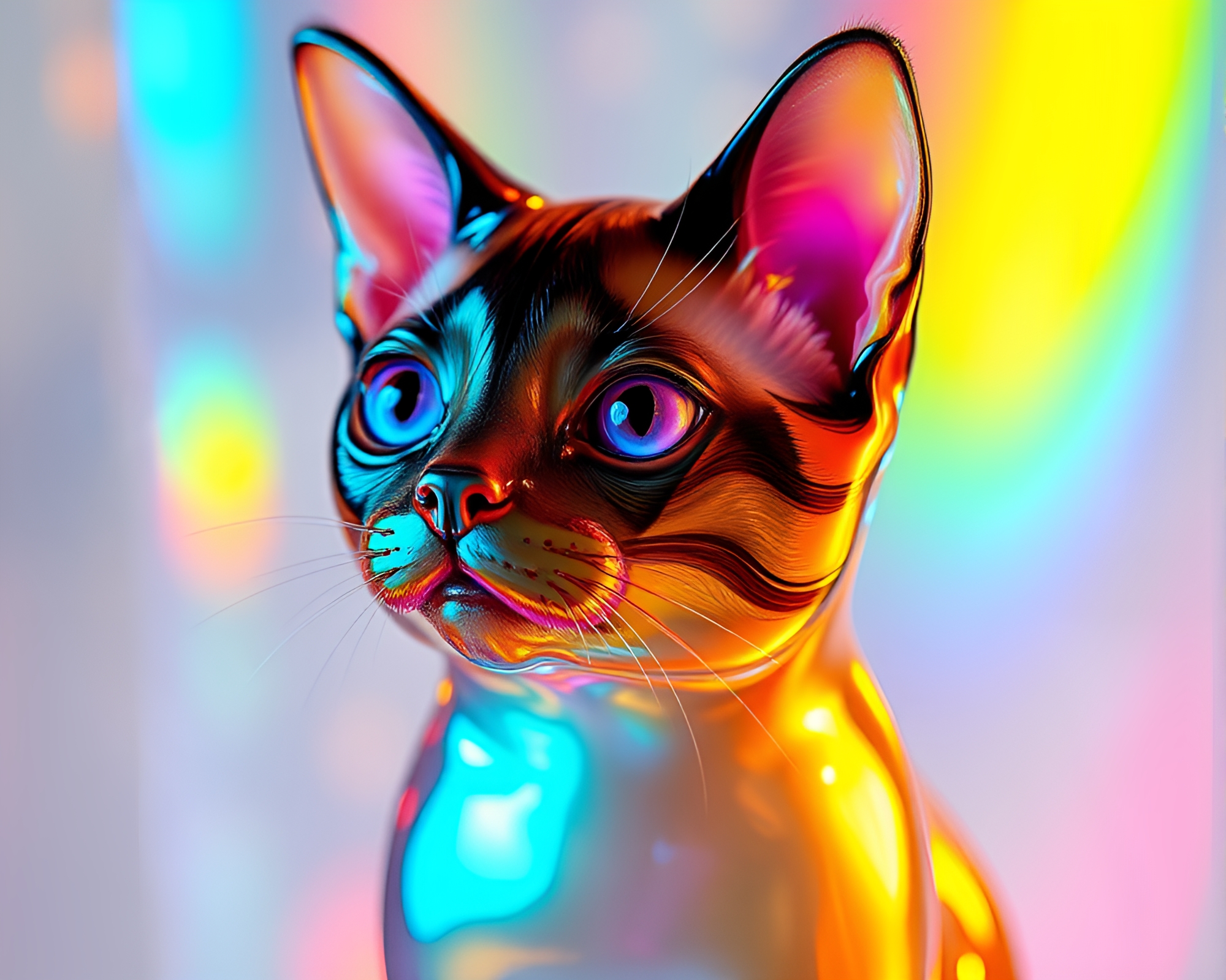 Holographic Pet in Distorted Glass Universe – free AI stock image