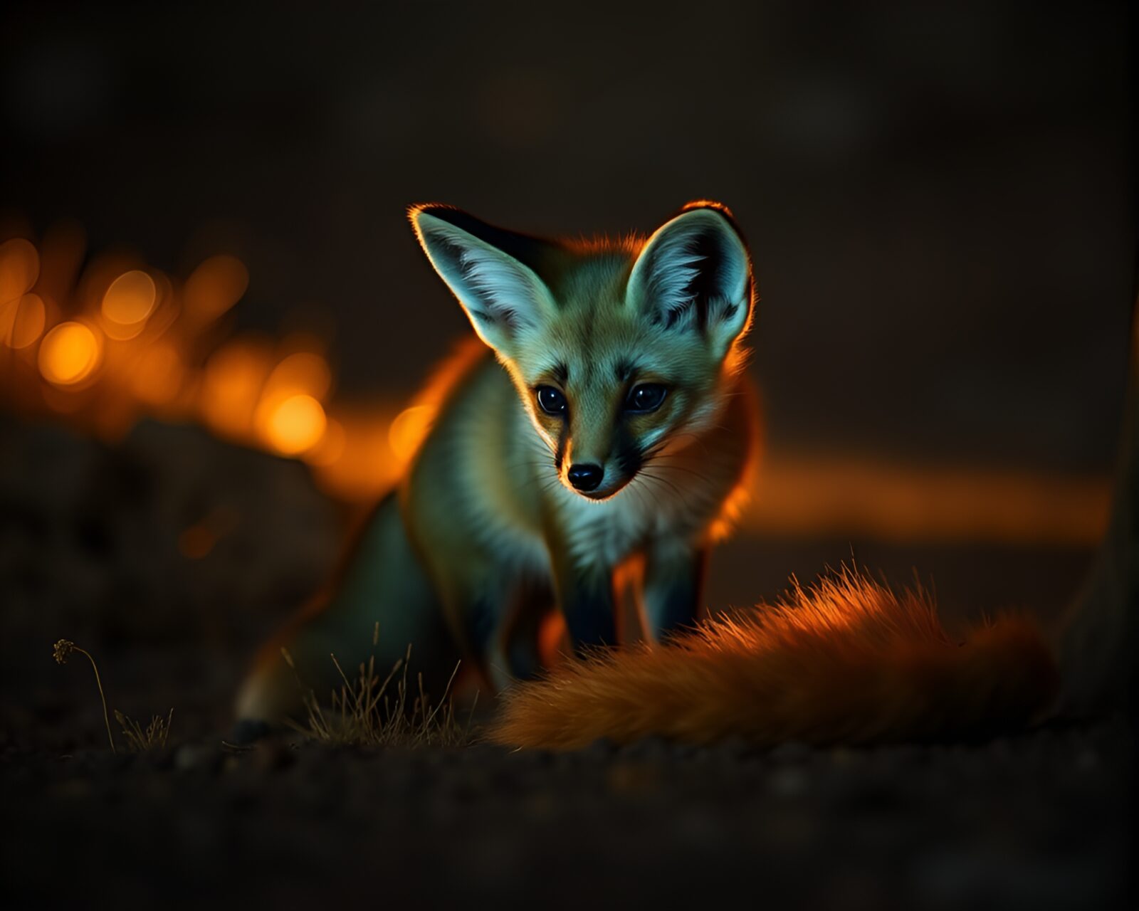 Enigmatic fennec fox in copper and starburst hues