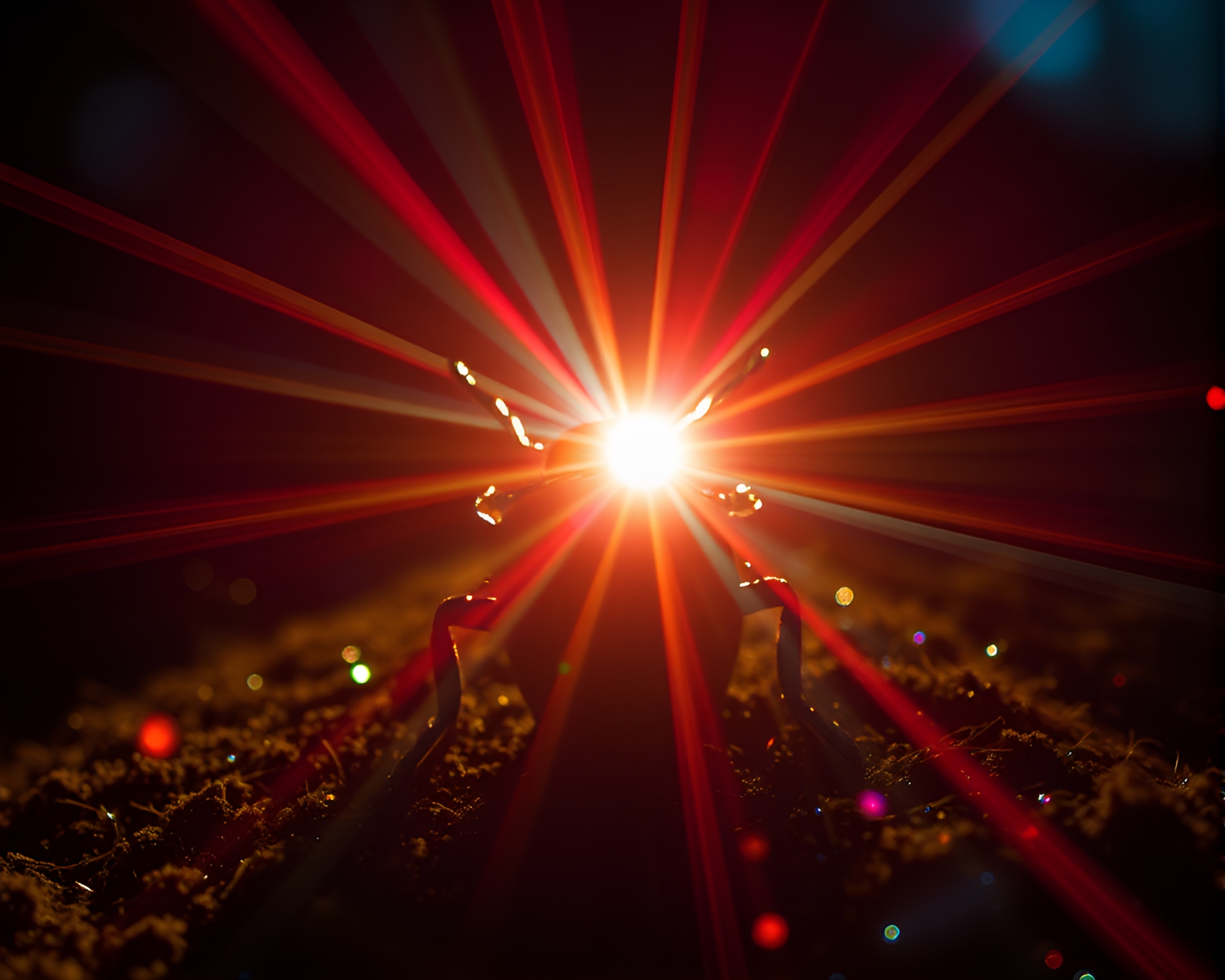 Synthwave Beetle Encounter with Lens Flare Burst – free AI stock image