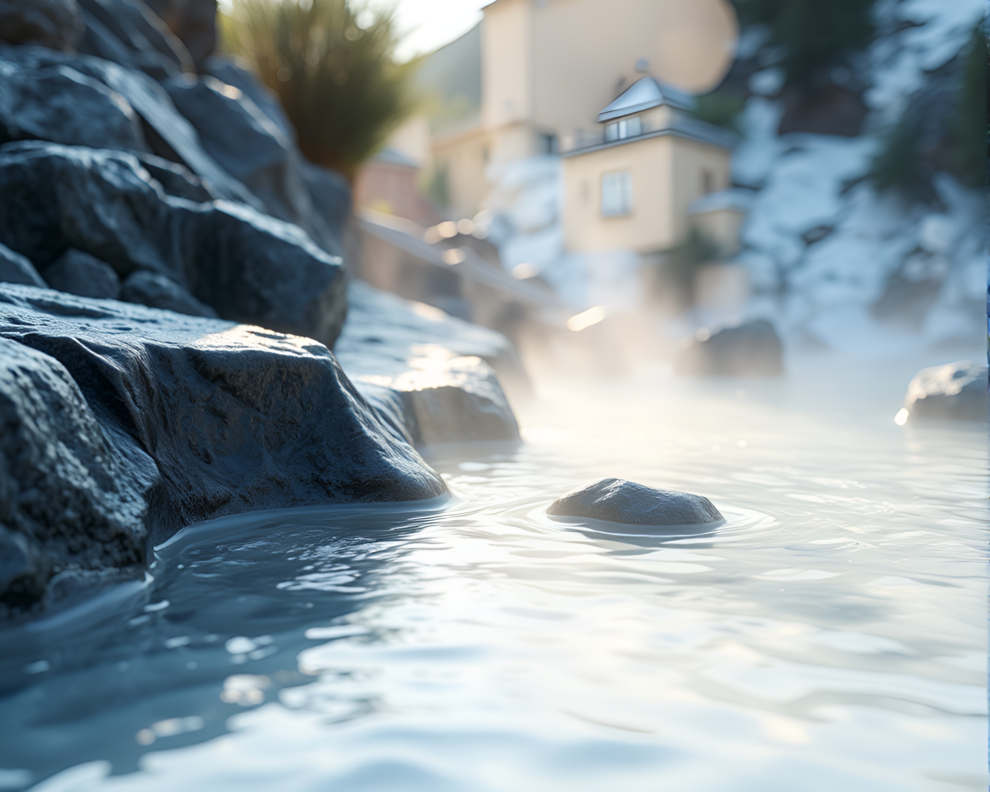 Surreal Hot Spring Oasis in AI-Generated Style – free AI stock image
