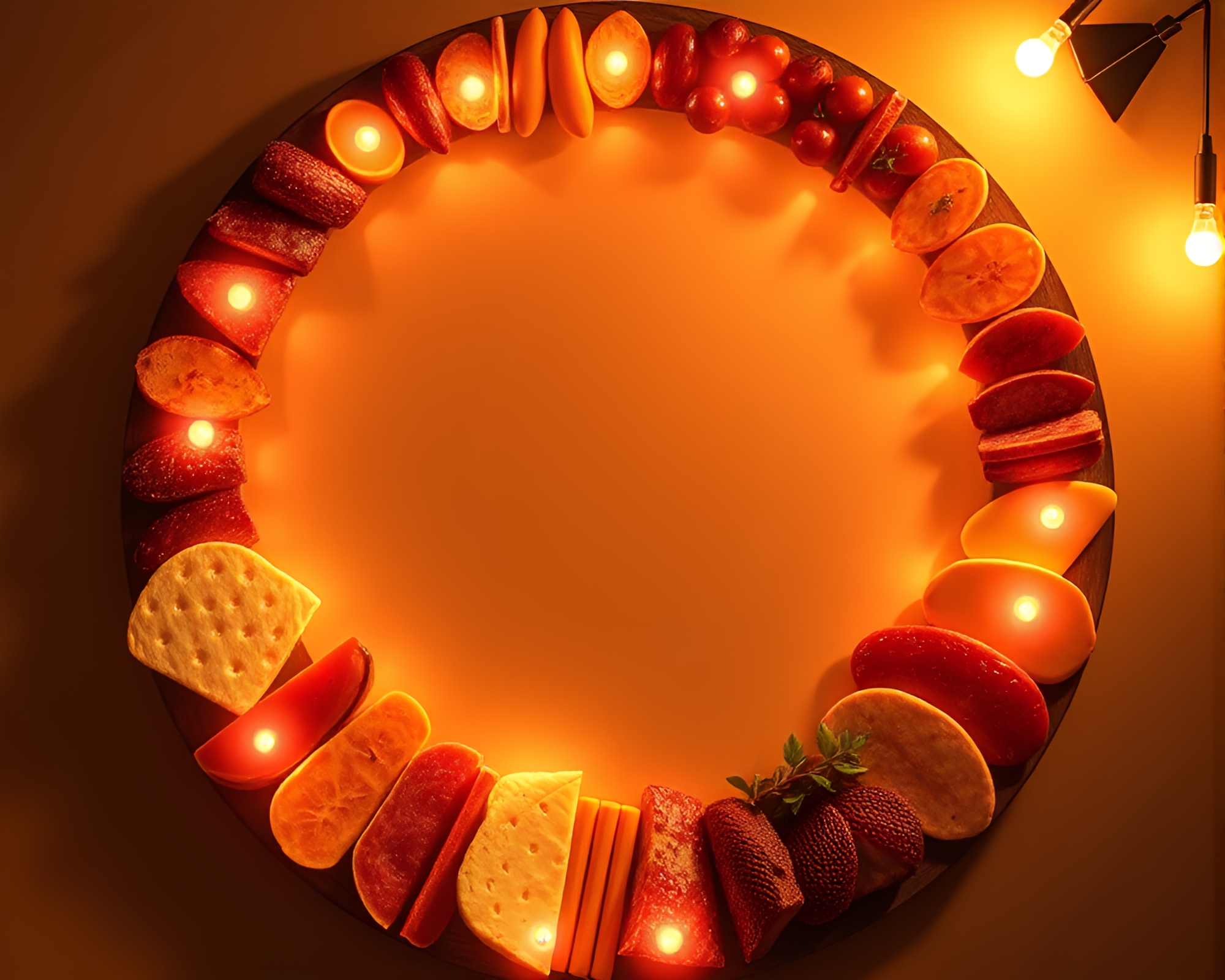 Circular Frame Charcuterie Board Fashion Illustration – free AI stock image