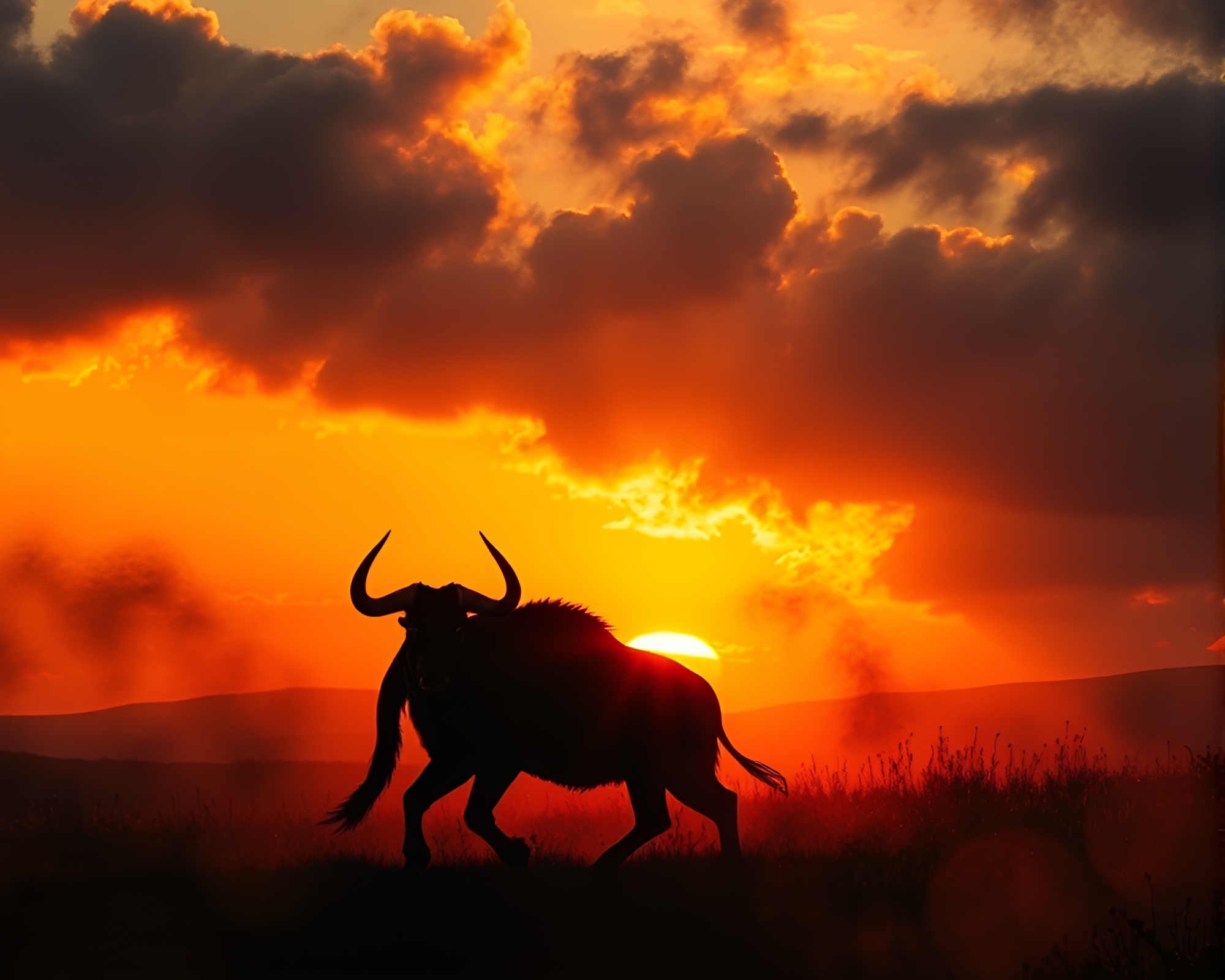 Minotaur Charcoal Sketch in Warm Sunset Ambient Lighting – free AI stock image