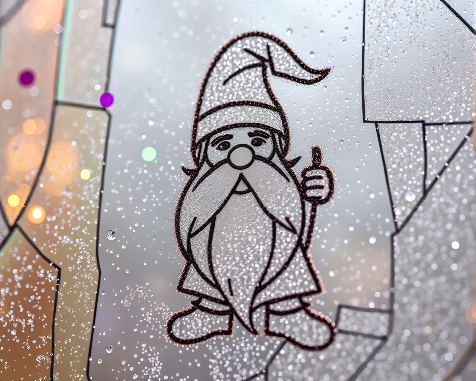Magnificent stained glass depiction of a regal dwarf king.
