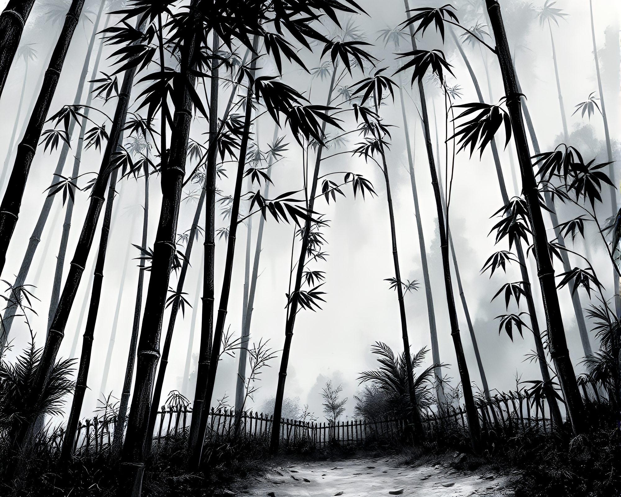 Bamboo Grove Comic Chalk Art Masterpiece – free AI stock image