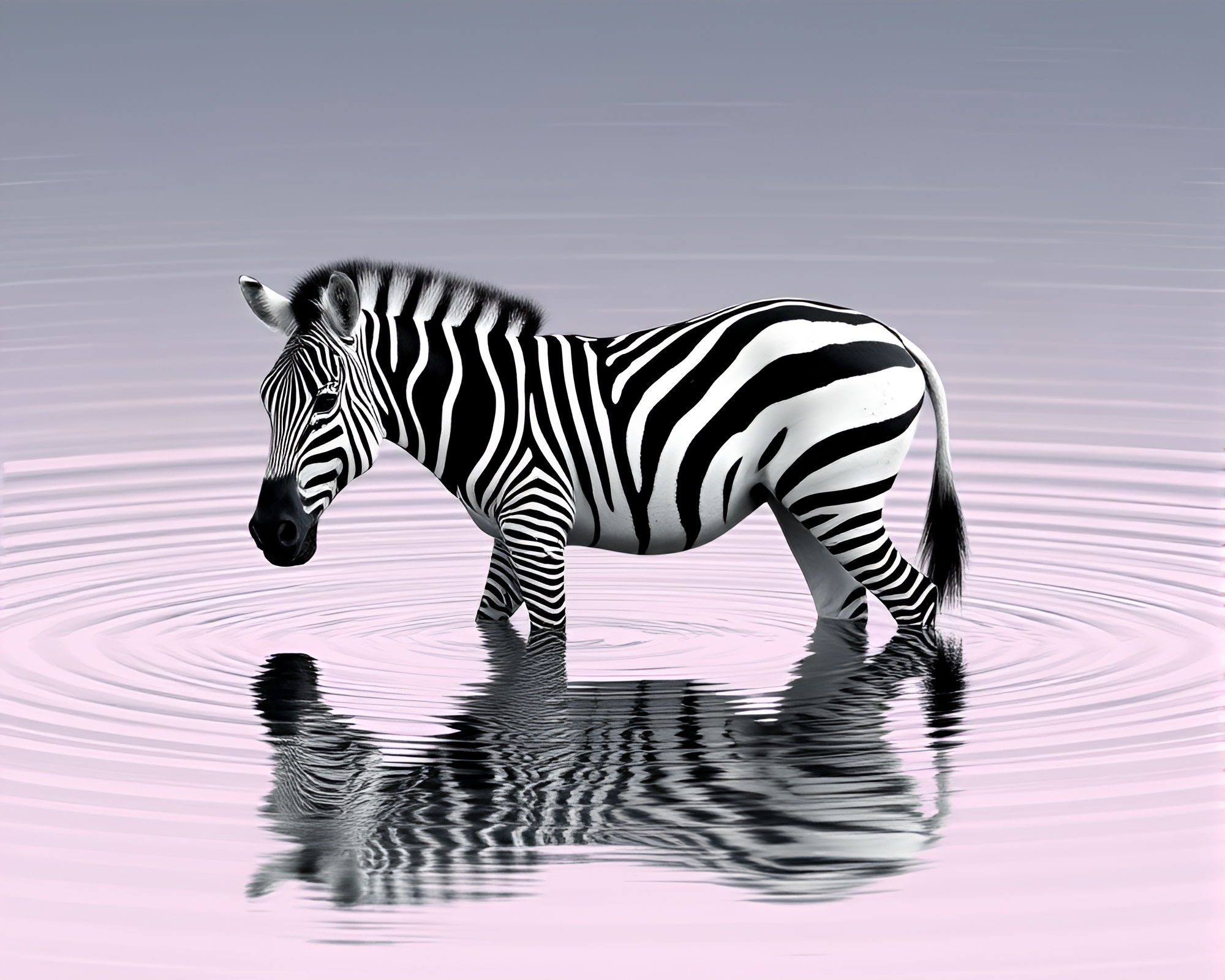 Soft Water Reflections: Zebra in ASCII Pastel – free AI stock image