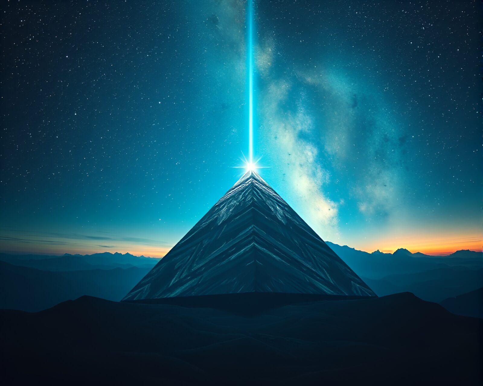 A mesmerizing pyramid under a starlit night sky