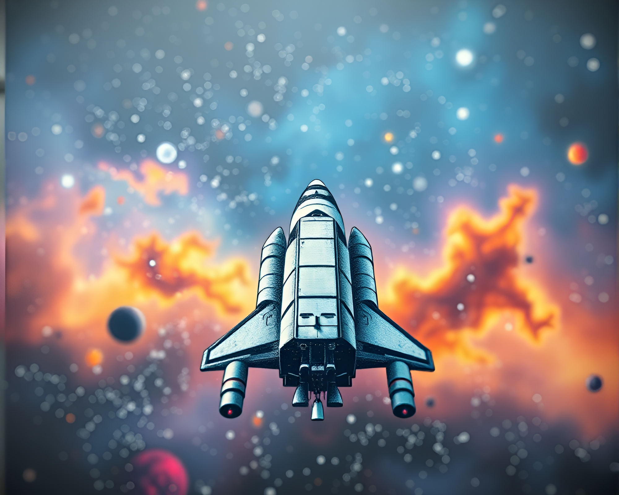 Galaxy-Inspired Space Shuttle Chalkboard Drawing – free AI stock image