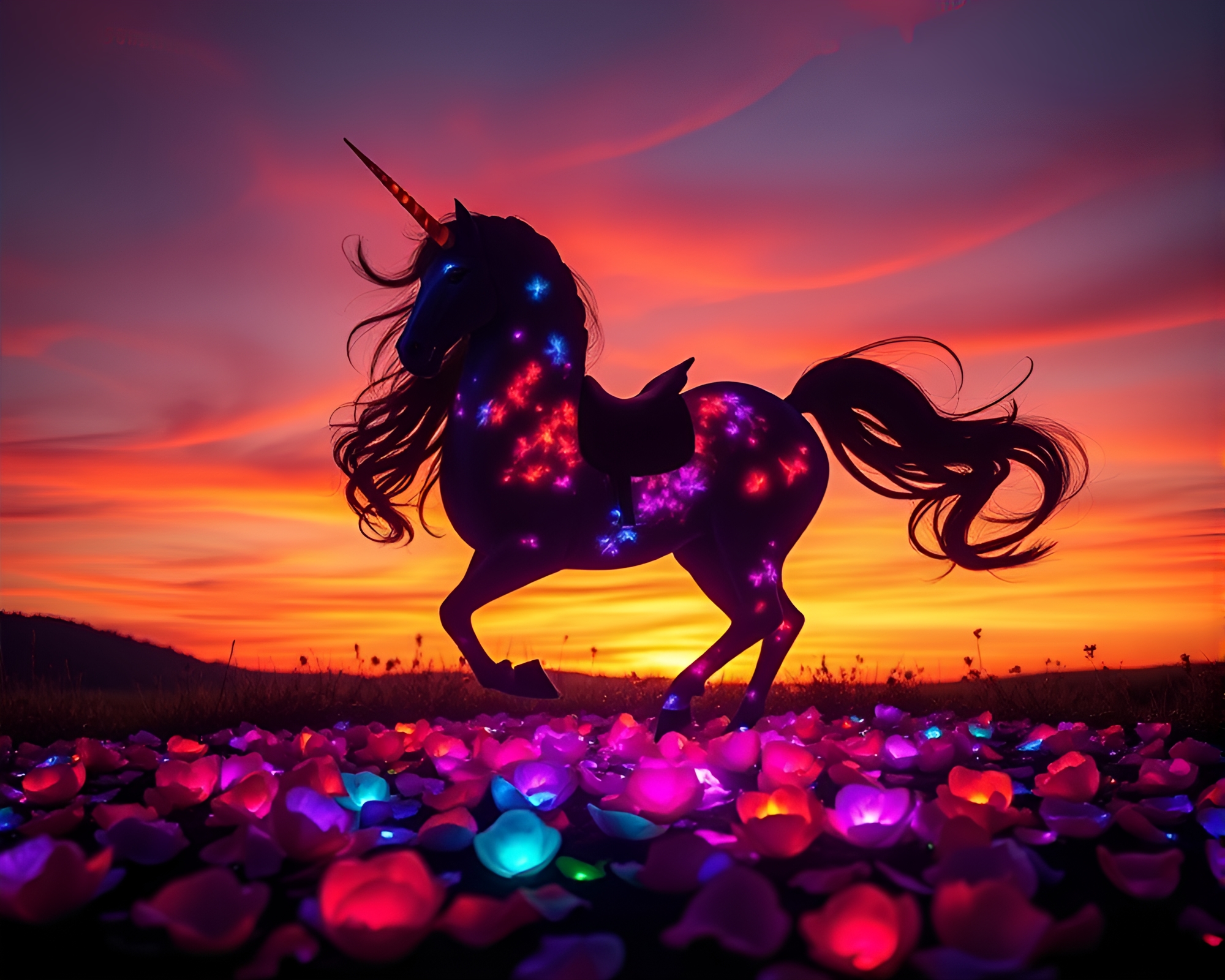 Blooming Centaur under LED Sunset – free AI stock image