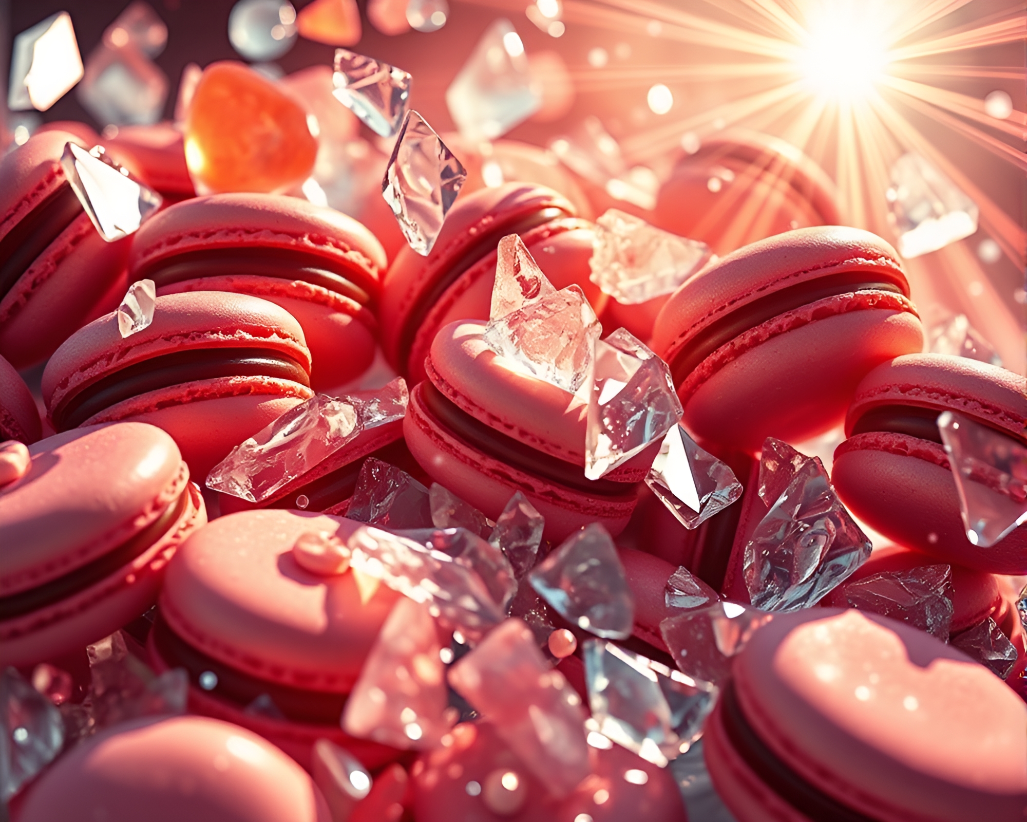 Shattered Glass Macaron Explosion – free AI stock image