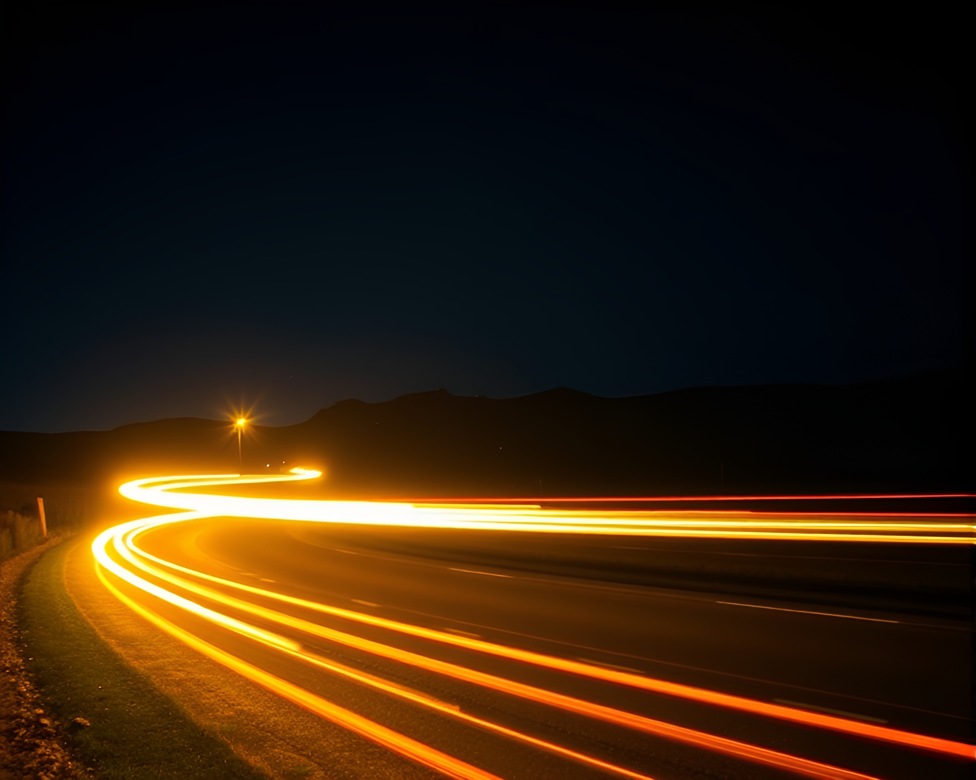 Goblin Car Light Trails Night Painting – free AI stock image