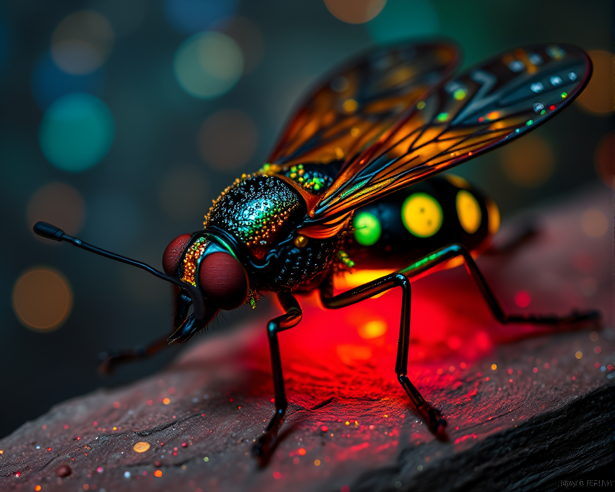 Ethereal Rickshaw Under Firefly Glow Mural Painting – free AI stock image